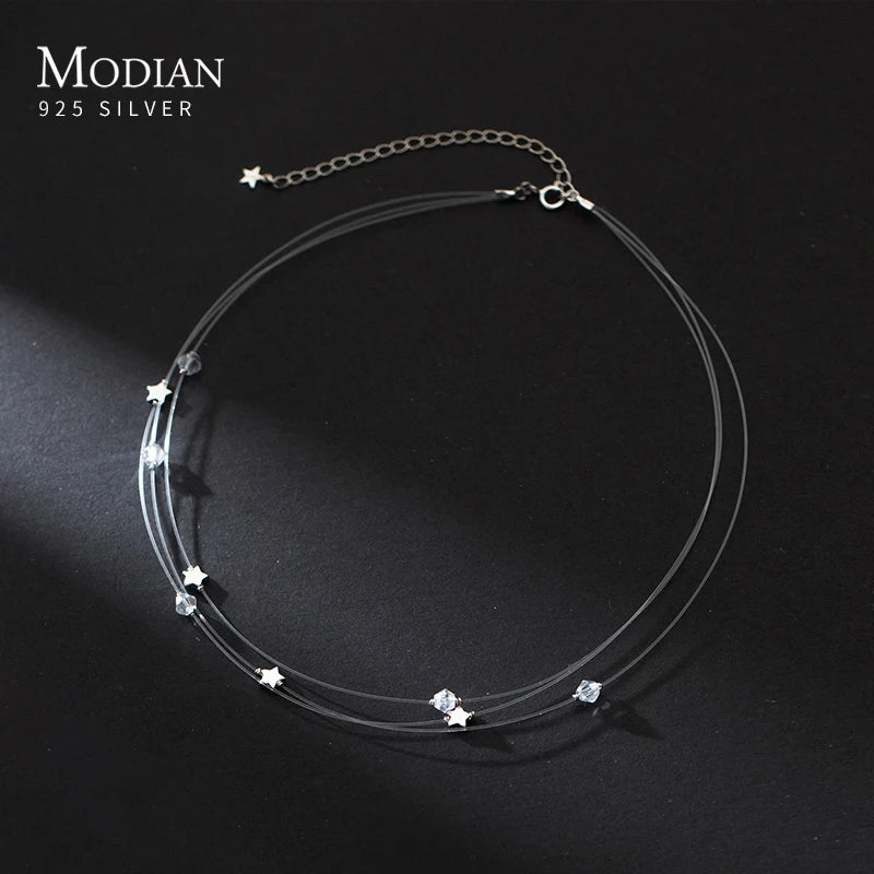 Modian Sparkling Cubic Zirconia Choker Necklace 925 Sterling Silver Stars Fashion Necklaces For Women Party Fine Jewelry Gifts
