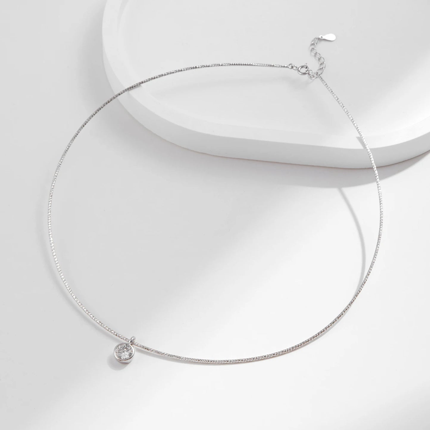 Collar MODIAN con circonitas redondas deslumbrantes, plata de ley 925, cadena de serpiente de alta gama, gargantilla de moda para mujer, joyería fina