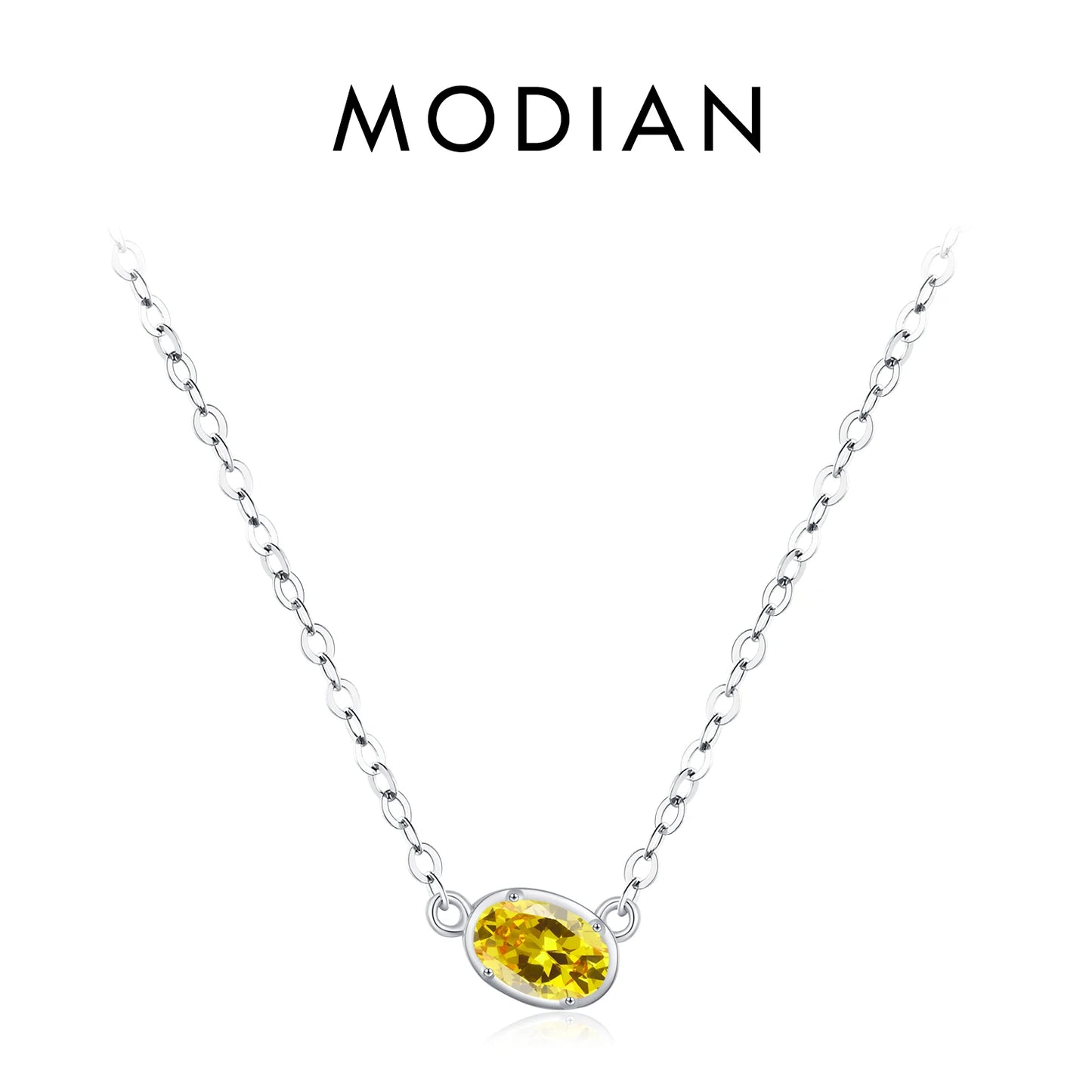 Collar con colgante geométrico de circonita cúbica de plata de ley 925 de MODIAN, joyería asimétrica apilable de moda para mujeres, regalos finos