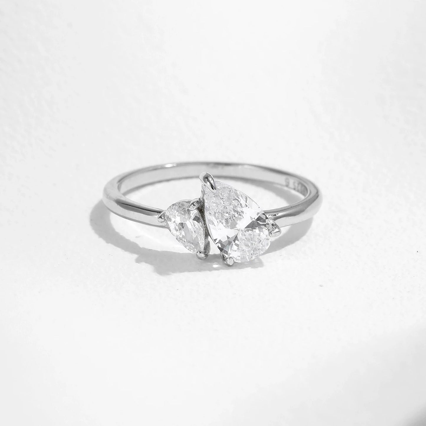 Anillos de dedo MODIAN de plata de ley 925 auténtica con forma de gota de agua brillante entrelazada y circonitas cúbicas transparentes deslumbrantes para mujer, joyería fina