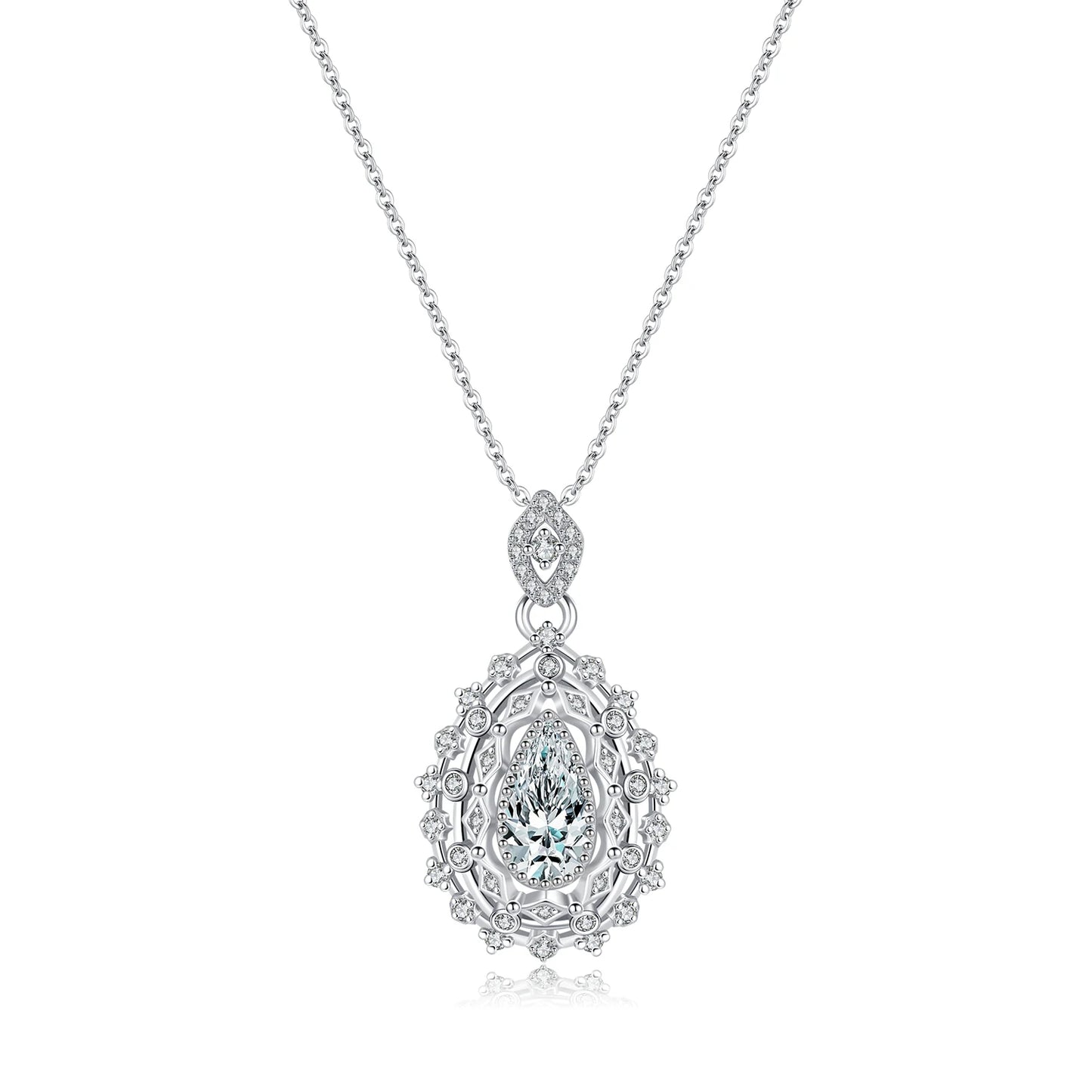 Collar con colgante de cadena de eslabones de circonita cúbica de lujo MODIAN de plata de ley 925 con forma de gota de agua para mujer, joyería de boda, regalo