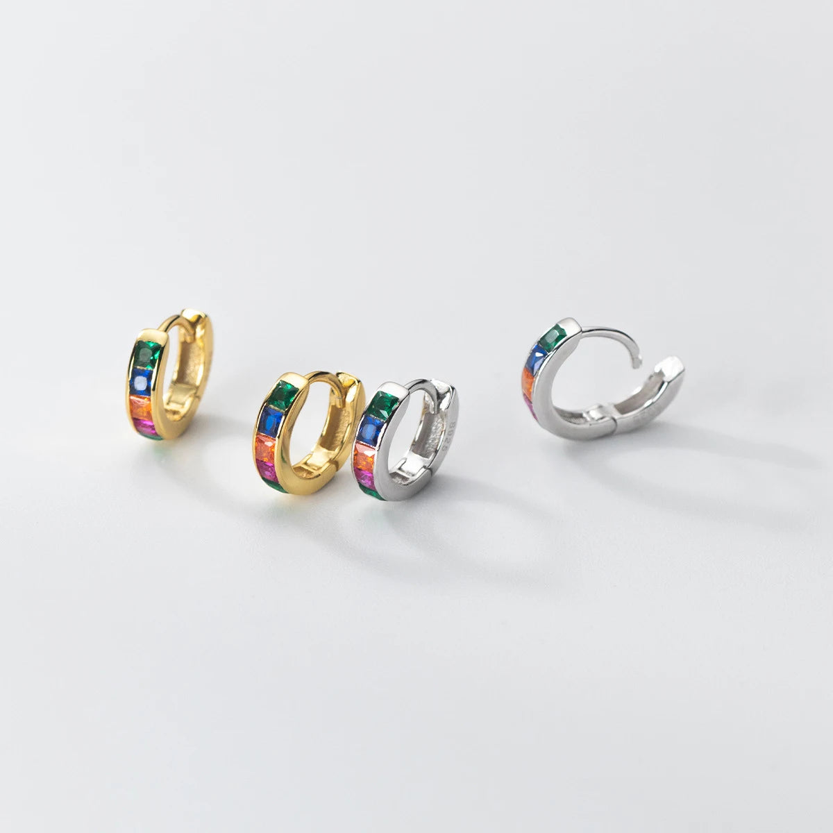 Pendientes Modian de plata de ley 925 con diseño de arcoíris para mujer, chapados en oro de 14 quilates, preciosos pendientes de plata auténtica, joyería fina.