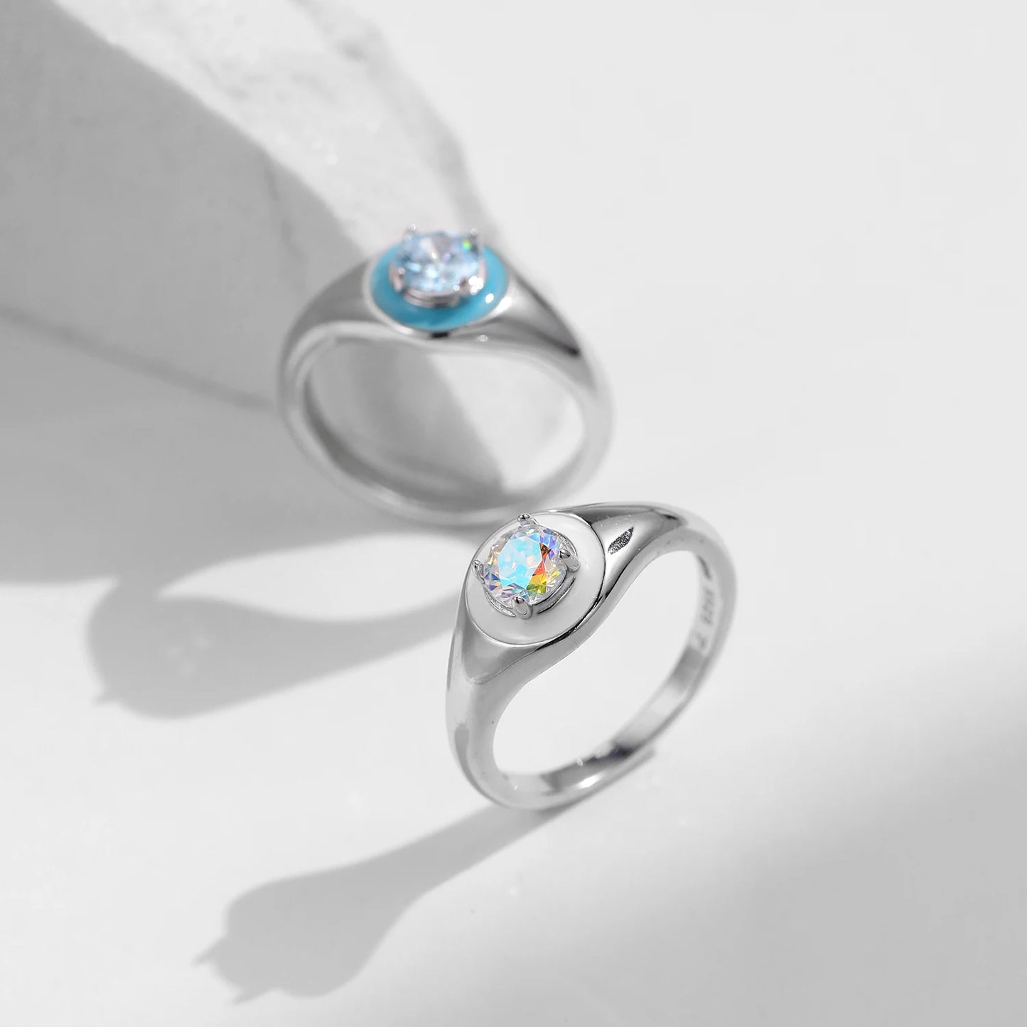 Anillo de sello MODIAN de plata de ley 925 con circonitas esmaltadas de colores para mujer, accesorios diarios, joyería fina
