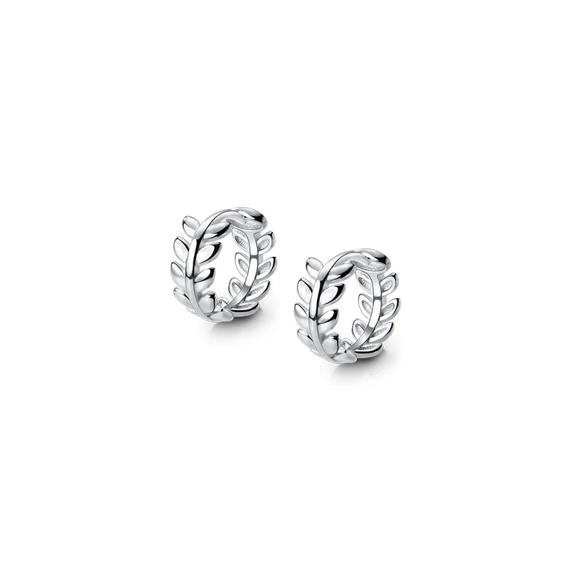 Modian Fashion Lucky Tree Leaf Round Hoop Earrings Classic Real 925 Sterling Silver Jewelry For Women & Female Anniversary Gift
