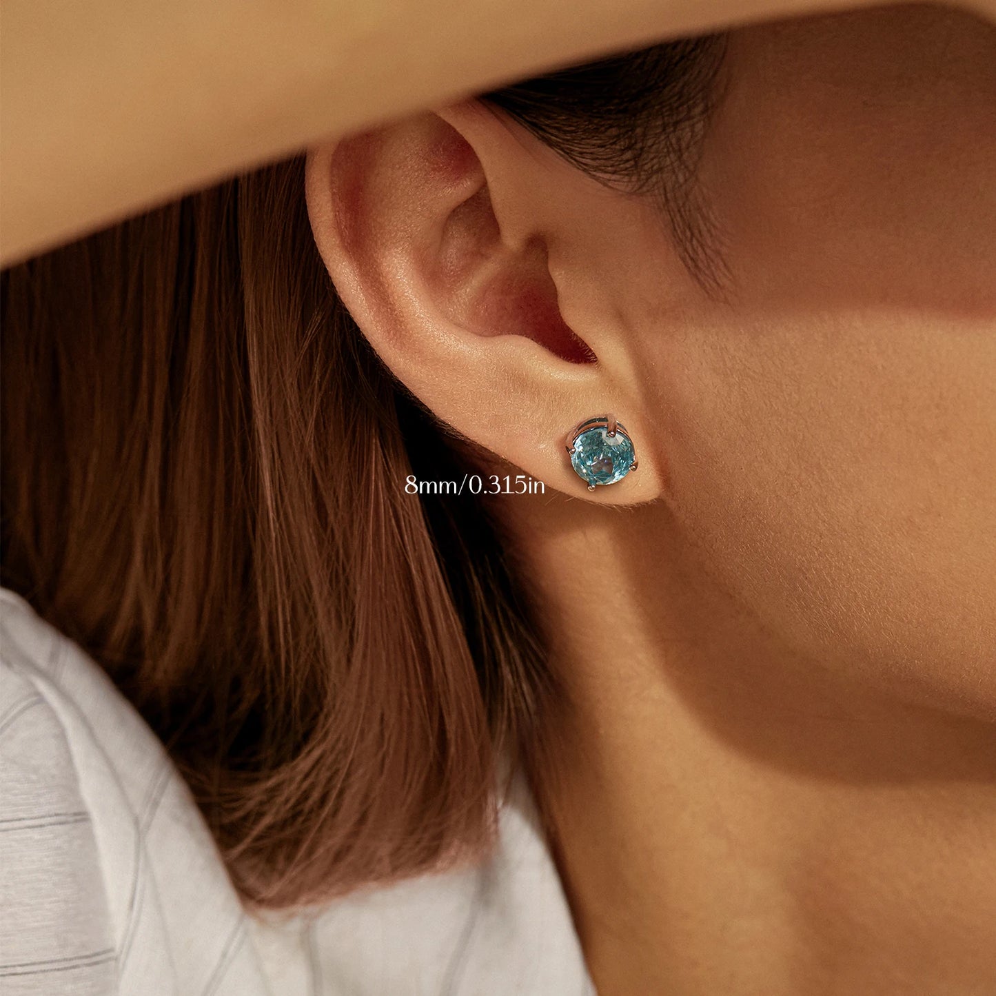 MODIAN 925 Sterling Silver Sparkling Round Light Blue Rose Cut Daisy Stud Earrings For Women Fine Hypoallergenic Jewelry