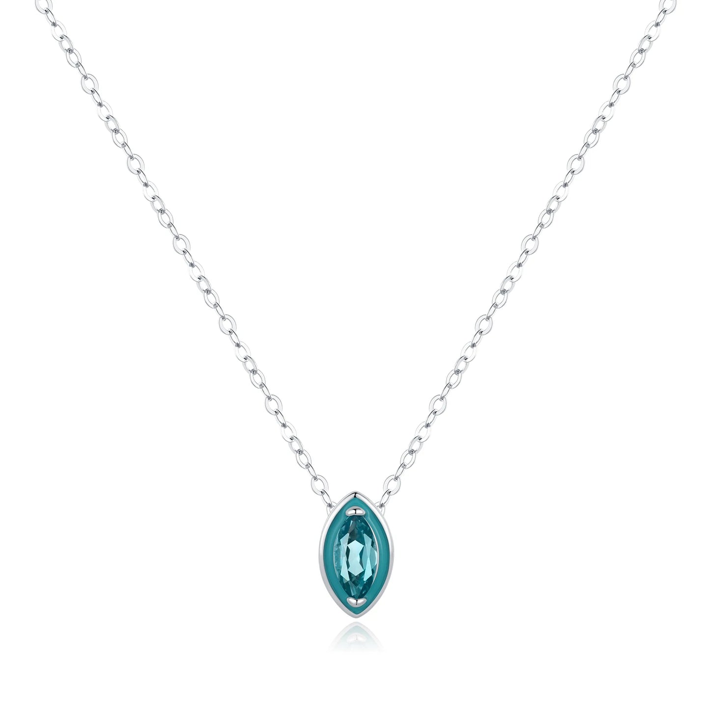 Collar con colgante de esmalte verde menta de plata esterlina 925 de MODIAN, cadena de eslabones de circonita con forma de ojo para mujer, joyería fina, regalos
