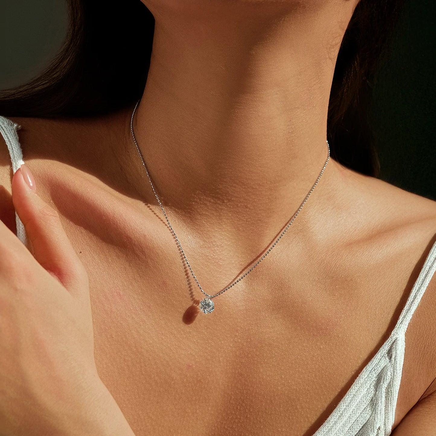 MODIAN D Color Moissanite Necklaces 925 Sterling Silver Trendy Beads Necklace Stackable Pendant Necklace For Women Fine Jewelry