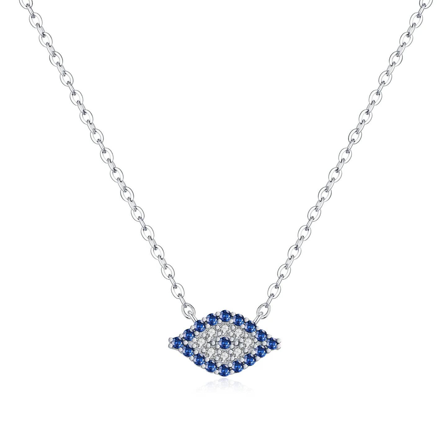 MODIAN Elegant Blue Zirconia Eyes Pendant Necklace 925 Sterling Silver Simple CZ Link Chain Necklaces For Women Fine Jewelry