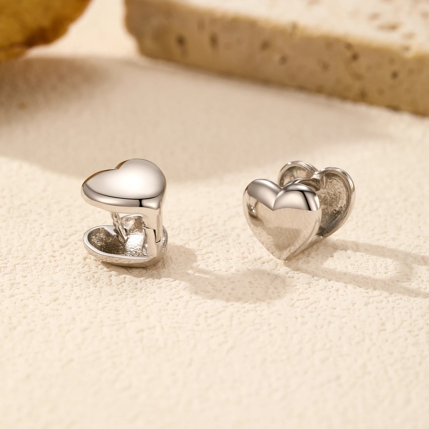 MODIAN 925 Sterling Silver Trendy Minimalist Mirror Metal Design Stud Earrings Hearts Shape Buckle Earrings For Women Jewelry