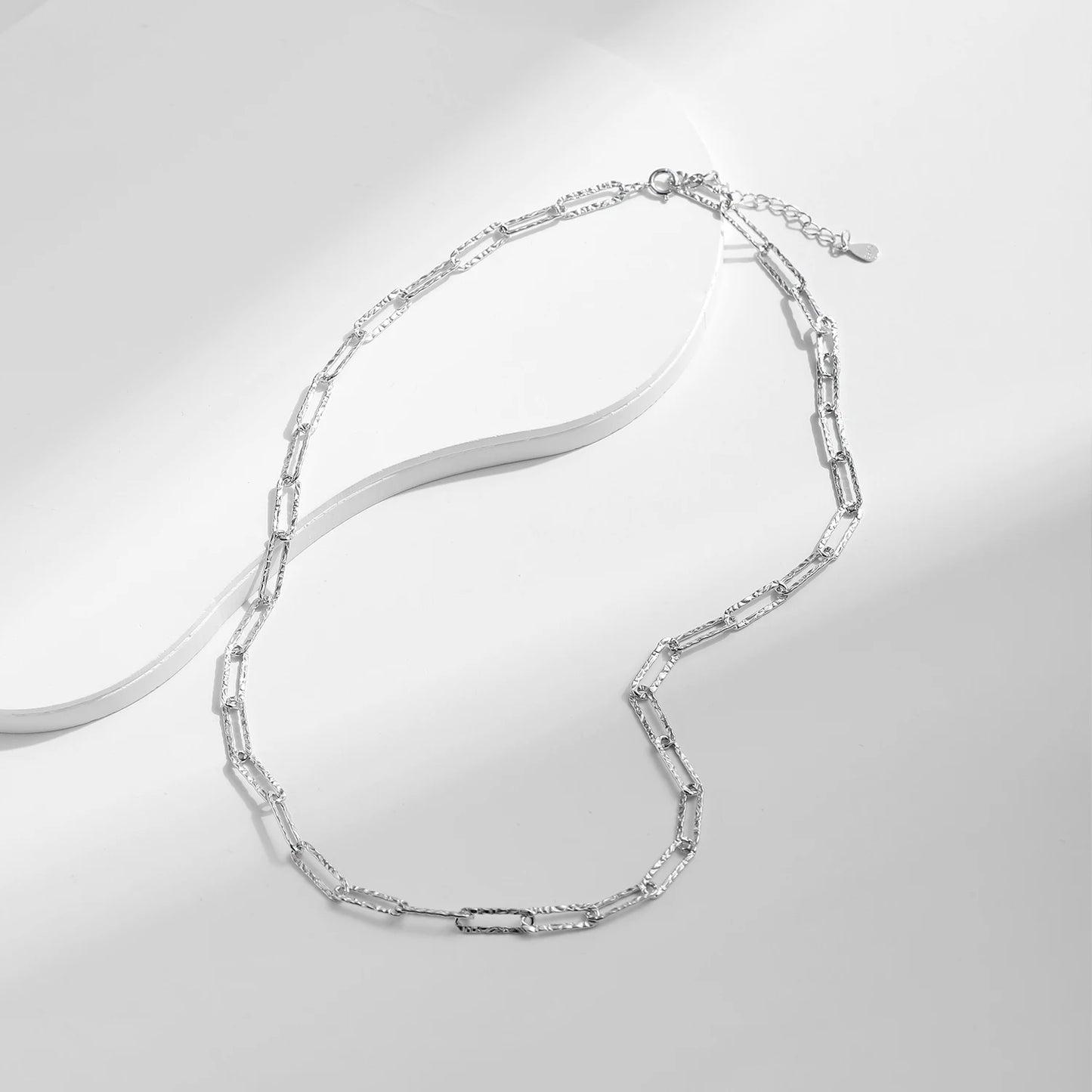 Collar moderno de plata de ley 925 con textura de papel de aluminio de MODIAN, joyería sencilla apilable chapada en platino para mujeres y niñas, accesorios