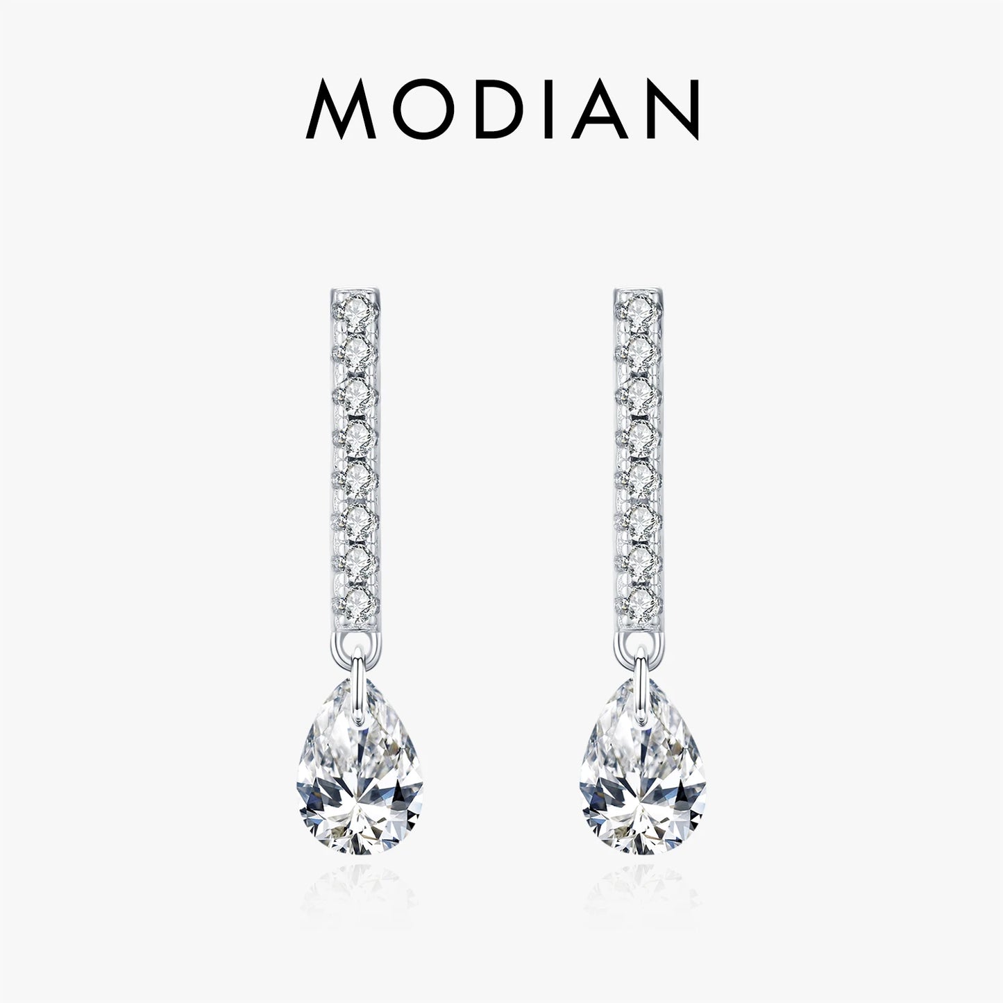 Pendientes MODIAN de plata de ley 925 con forma de gota de agua y circonita para mujer, joyería fina apilable para fiestas.