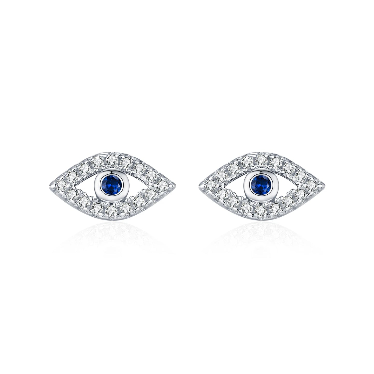 MODIAN 925 Sterling Silver Sparkle Zircon Ear Studs Delicate Blue Eyes Small Stud Earrings For Women Fine Jewelry