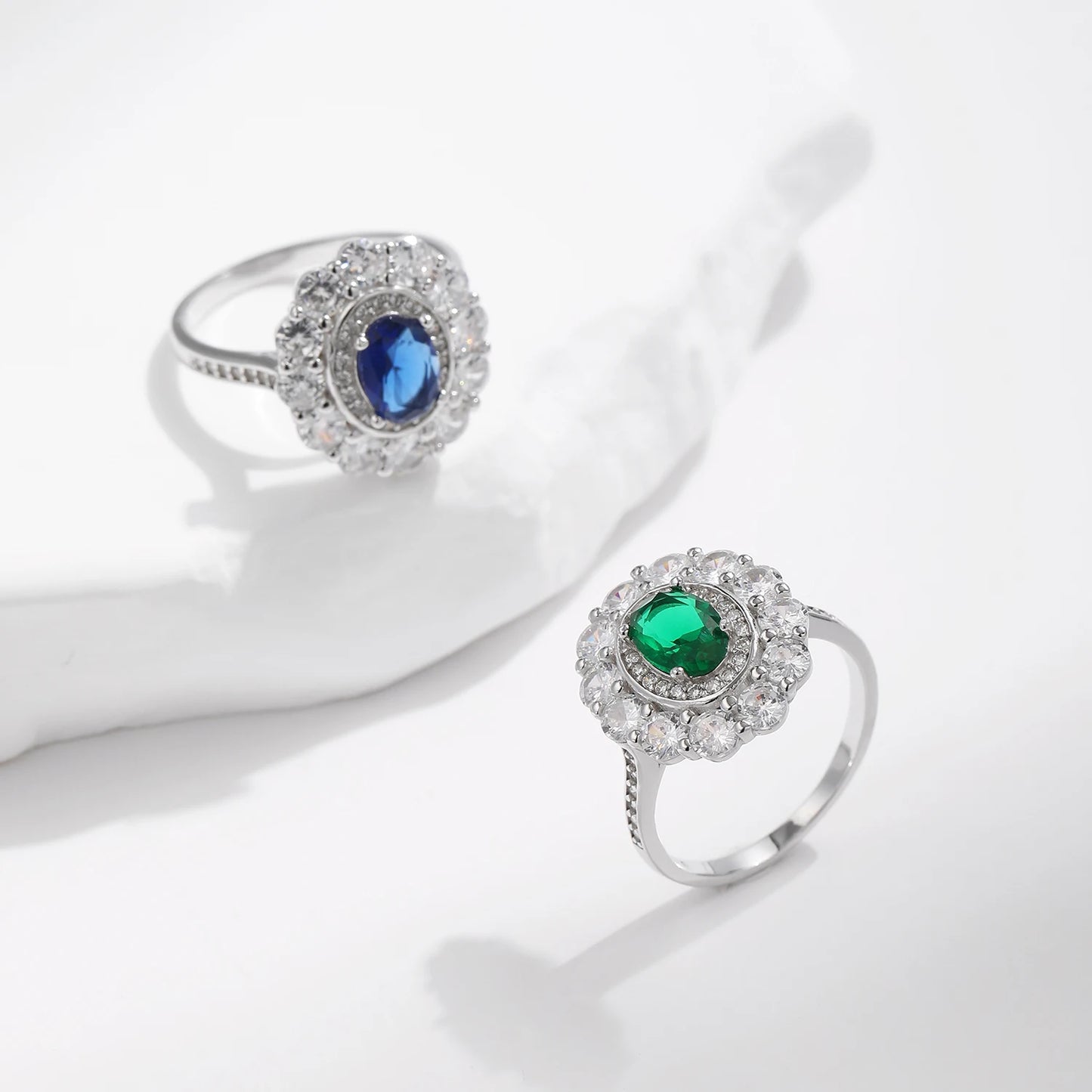 Anillo de lujo MODIAN de plata de ley 925 con circonitas ovaladas brillantes, joyería clásica para cócteles, regalo para mujer