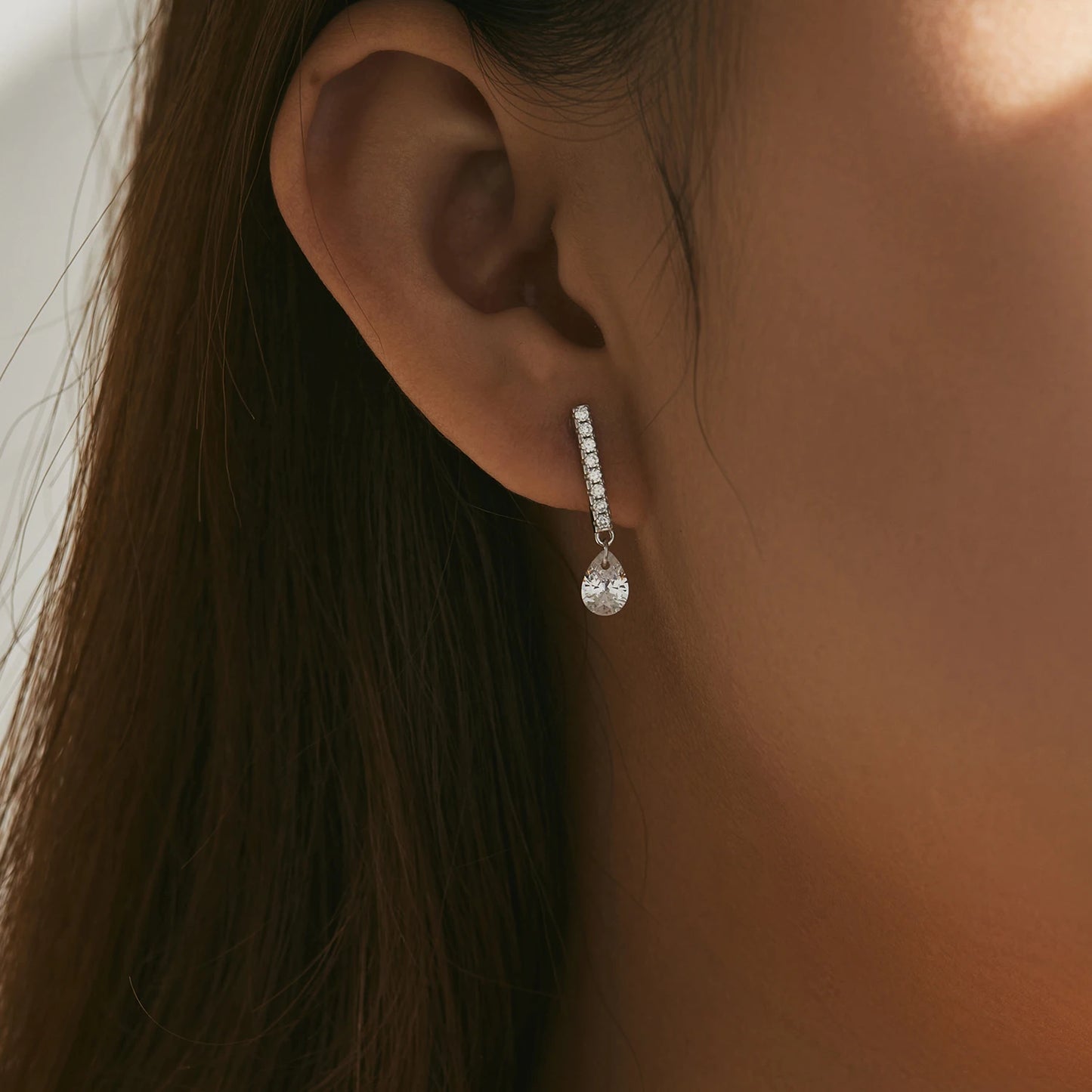 Pendientes MODIAN de plata de ley 925 con forma de gota de agua y circonita para mujer, joyería fina apilable para fiestas.