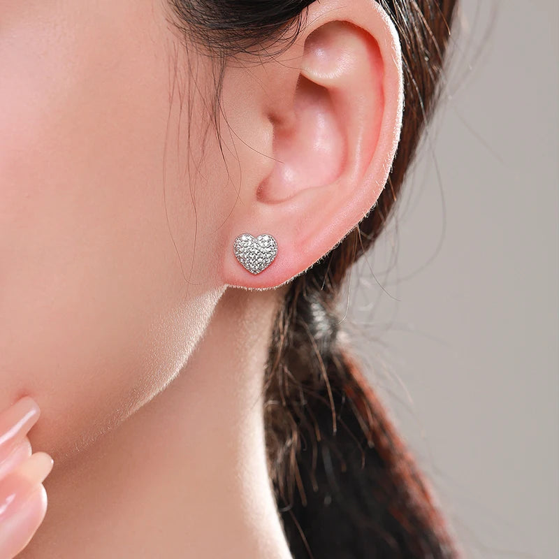 Pendientes MODIAN de plata de ley 925 con forma de corazón de amor para mujer, aretes de circonita cúbica transparente, joyería de boda