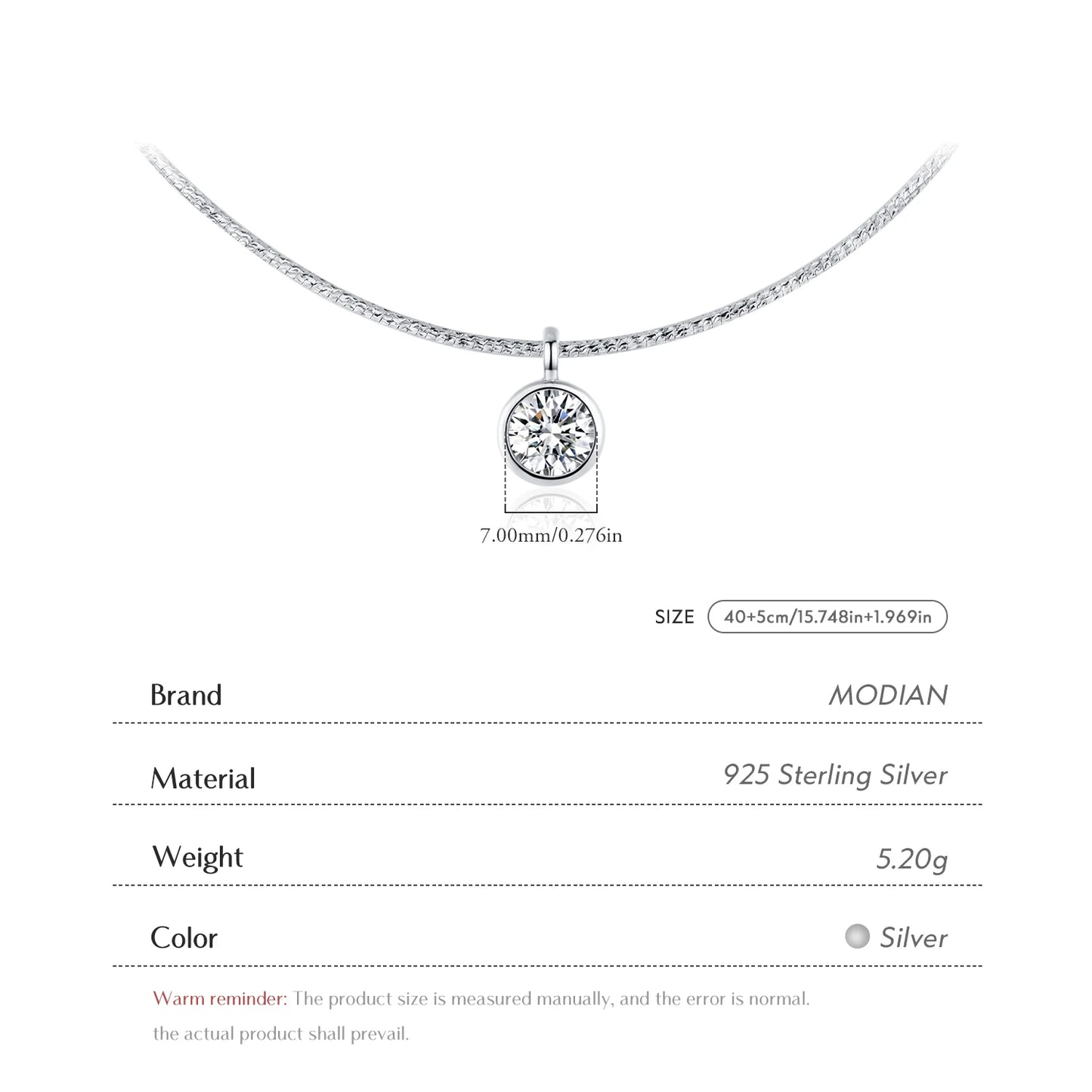 Collar MODIAN con circonitas redondas deslumbrantes, plata de ley 925, cadena de serpiente de alta gama, gargantilla de moda para mujer, joyería fina