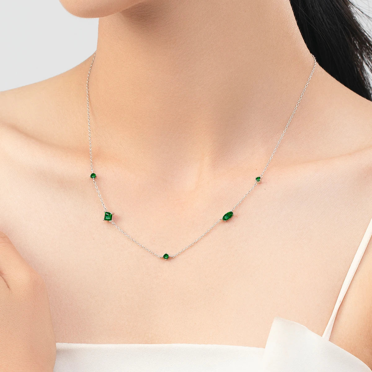 Collar con colgante de circonitas arcoíris de colores de plata esterlina 925 de MODIAN, cadena geométrica brillante para mujer, regalo de joyería de fiesta