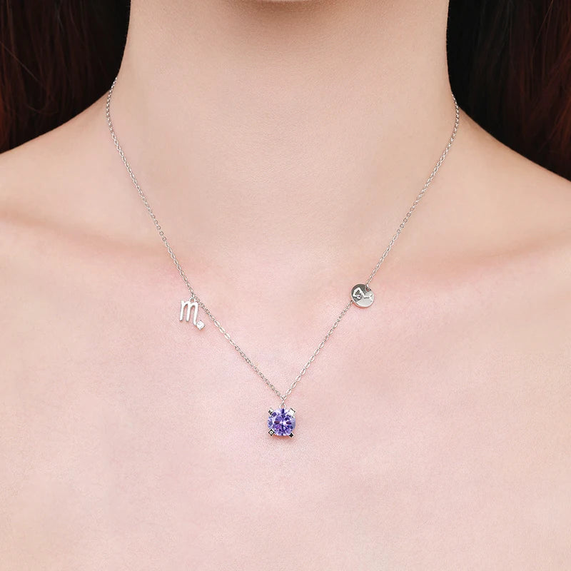 Collar Modian de plata de ley 925 con colgante de constelación de Escorpio, de lujo, con circonitas redondas, para mujer, joyería, bisutería, regalos para niña.