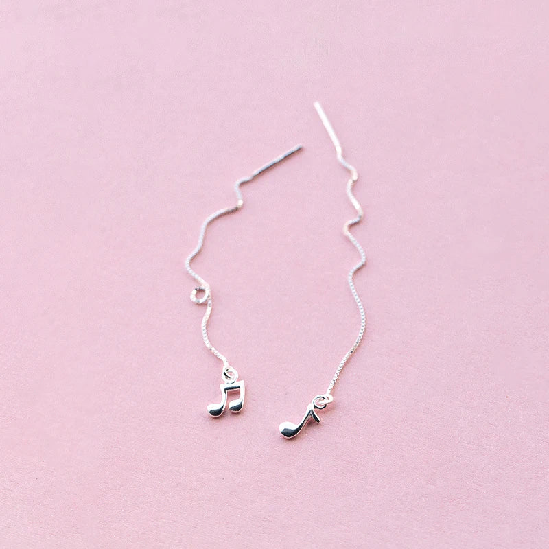 Pendientes Modian de plata de ley 925 de alta calidad con símbolo musical y cadena larga para mujer, joyería de moda en plata de ley, NUEVOS