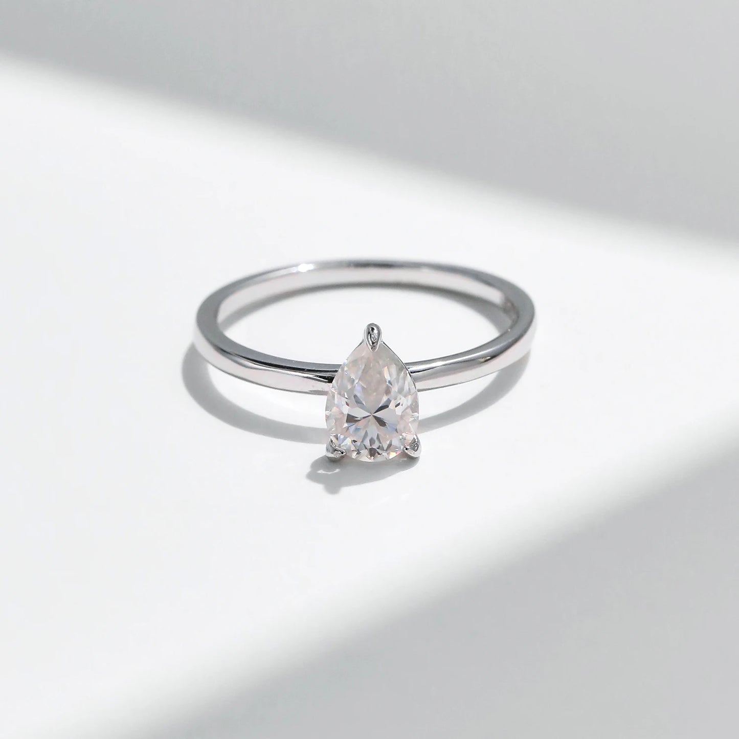Anillo de moissanita MODIAN de corte pera en color D, plata de ley 925, con forma de gota de agua y diamantes de laboratorio, para mujer, joyería fina para bodas.