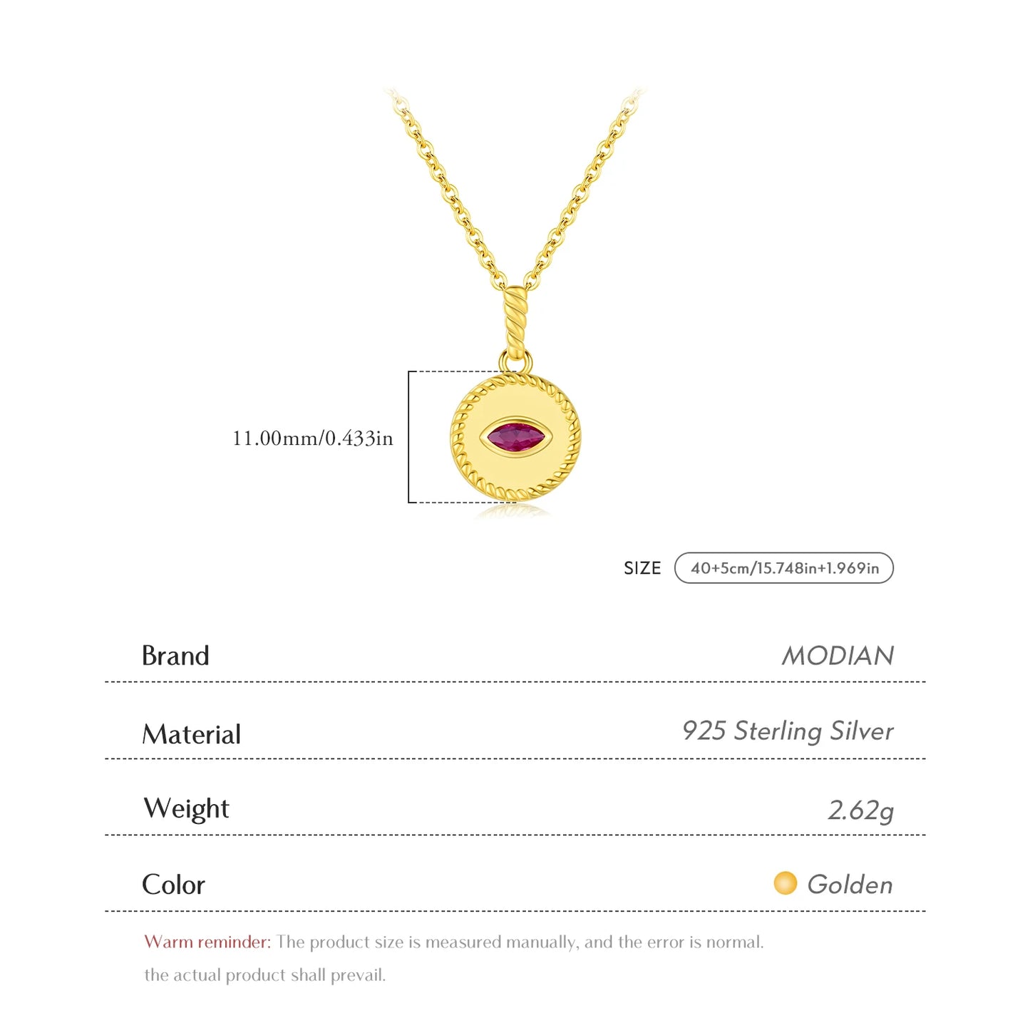 MODIAN 925 Sterling Silver Retro Frosted Pigeon Blood Red Pattern CZ Link Chain Pendant Necklace For Women Fine Jewelry Gift