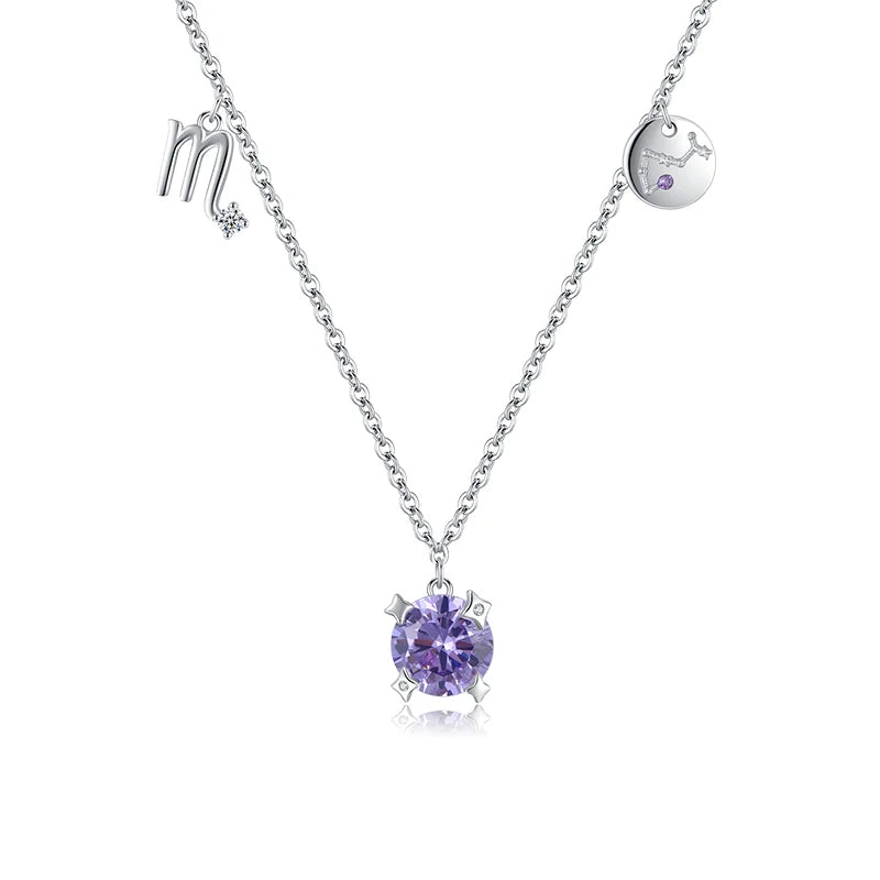 Collar Modian de plata de ley 925 con colgante de constelación de Escorpio, de lujo, con circonitas redondas, para mujer, joyería, bisutería, regalos para niña.