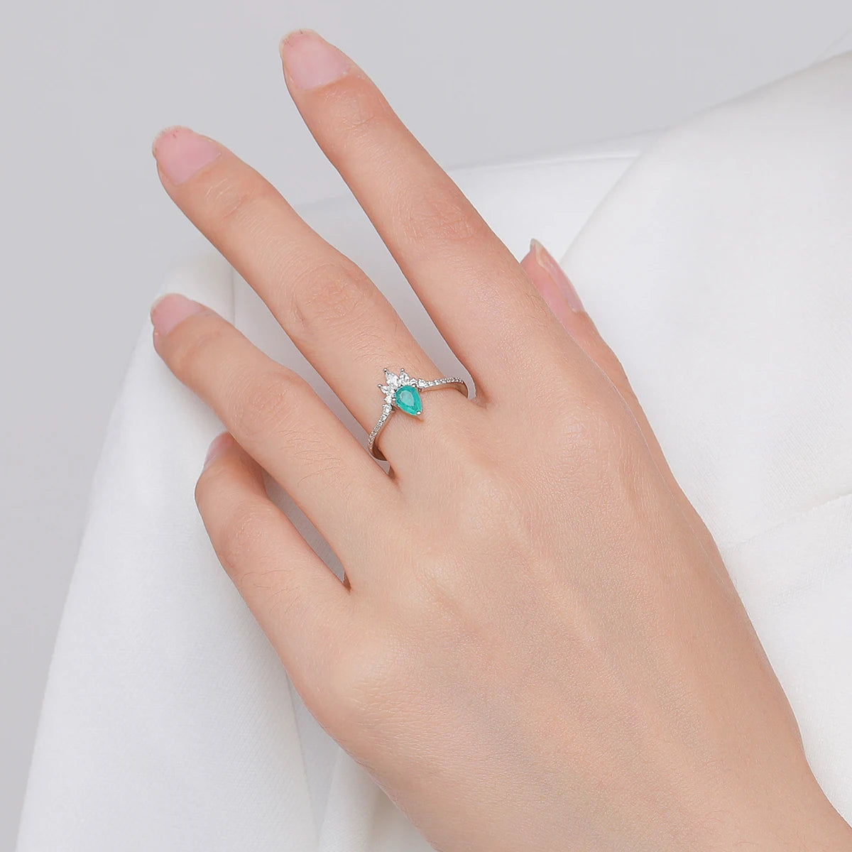 Anillo de plata de ley 925 con corona de MODIAN, turmalina Paraiba, para mujer, de lujo, para boda, compromiso, joyería fina.