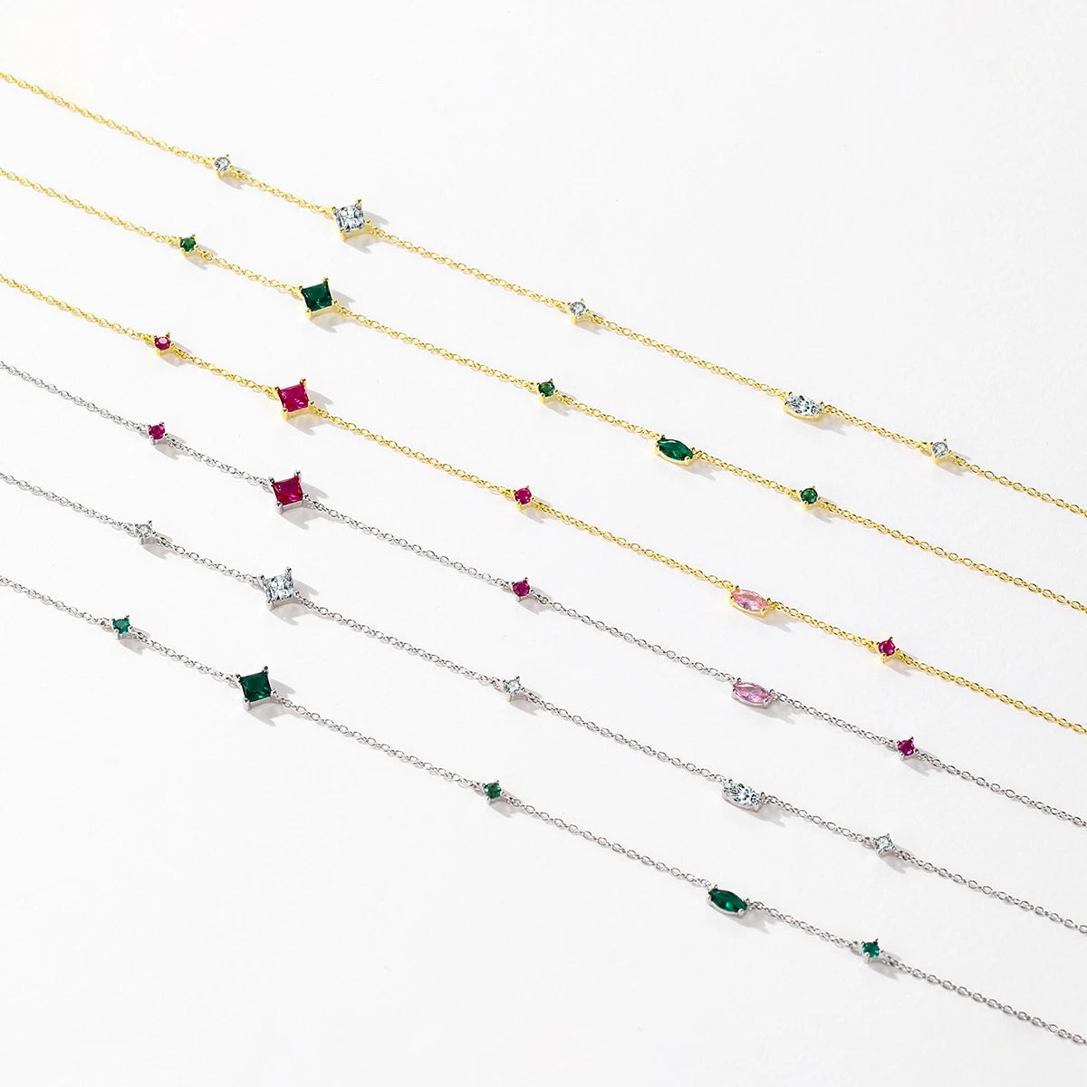 Collar con colgante de circonitas arcoíris de colores de plata esterlina 925 de MODIAN, cadena geométrica brillante para mujer, regalo de joyería de fiesta