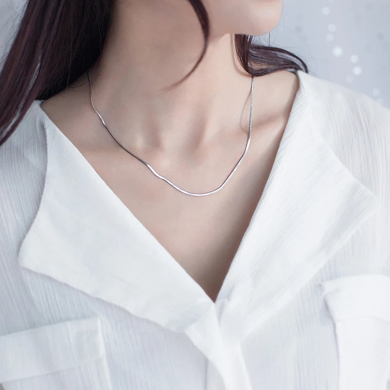 Collares de serpiente sencillos de Modian, gran oferta, de moda, clásicos, para niñas, de plata de ley 925, gargantilla, cadena para mujeres, joyería fina de plata, regalo.
