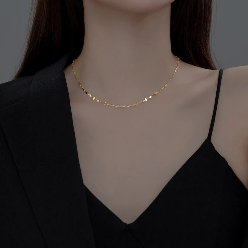 Collar con colgante de cuentas irregulares de corazones de color dorado de MODIAN para mujer, collar corto de plata de ley 925, joyería fina, regalo para niña