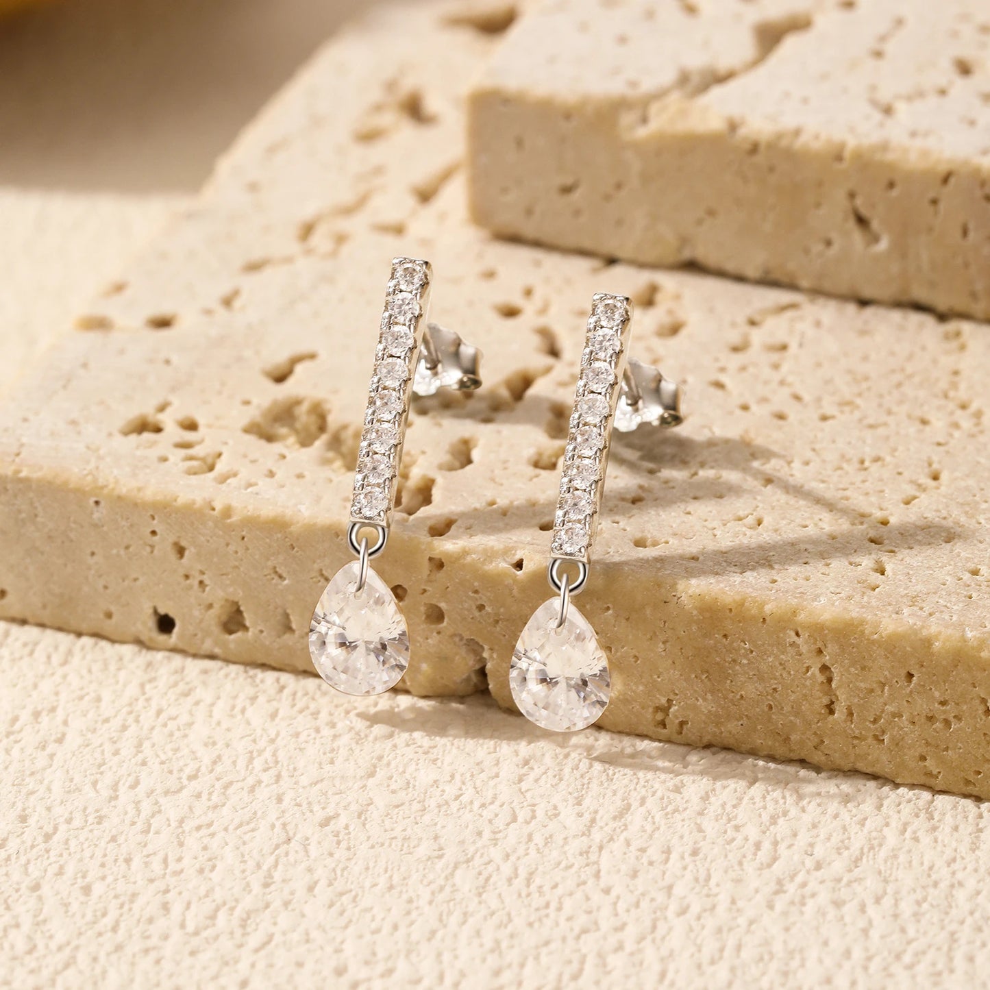 Pendientes MODIAN de plata de ley 925 con forma de gota de agua y circonita para mujer, joyería fina apilable para fiestas.