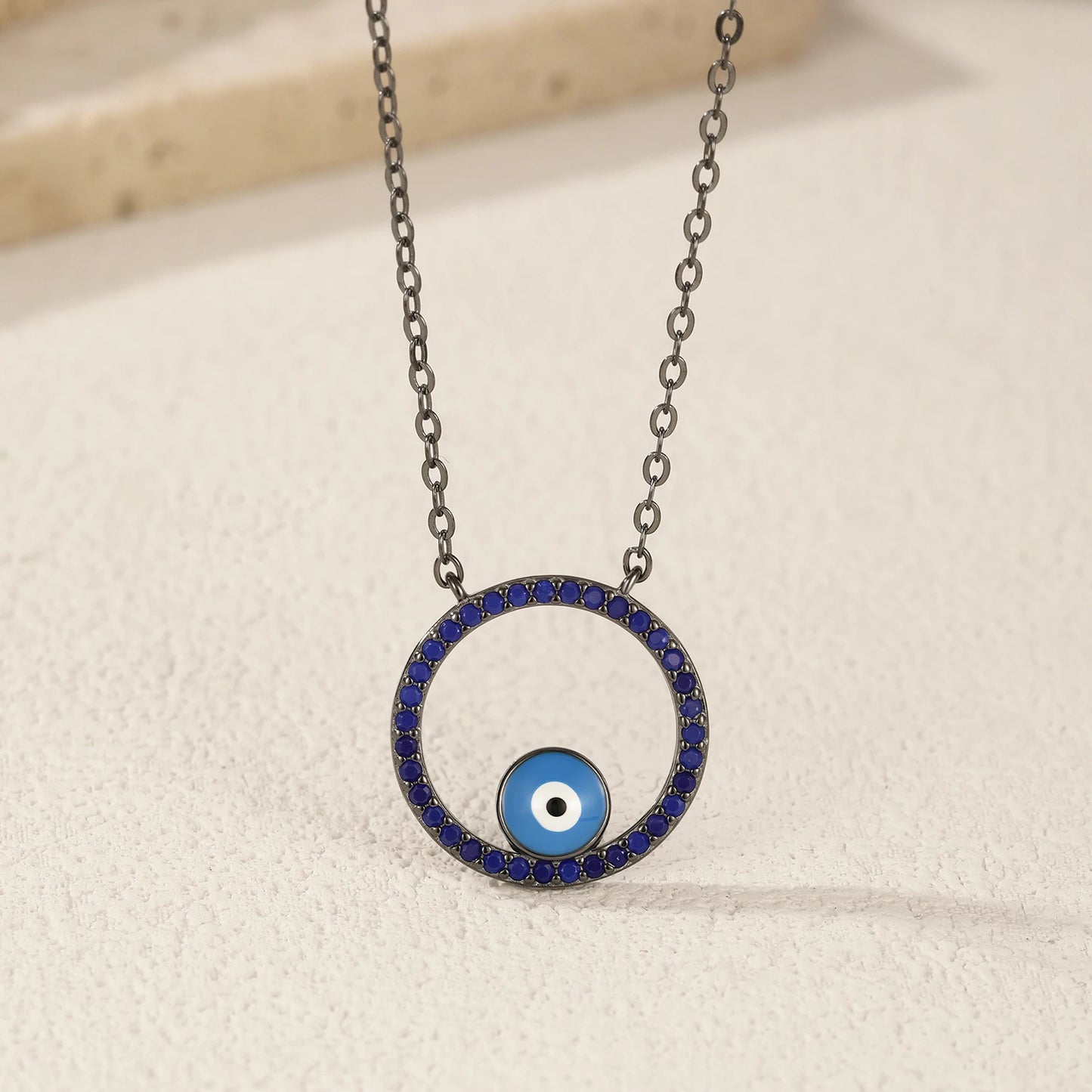Collar MODIAN con ojos fantasmales de esmalte, colgante de lapislázuli sintético de plata de ley 925 para mujer, joyería fina