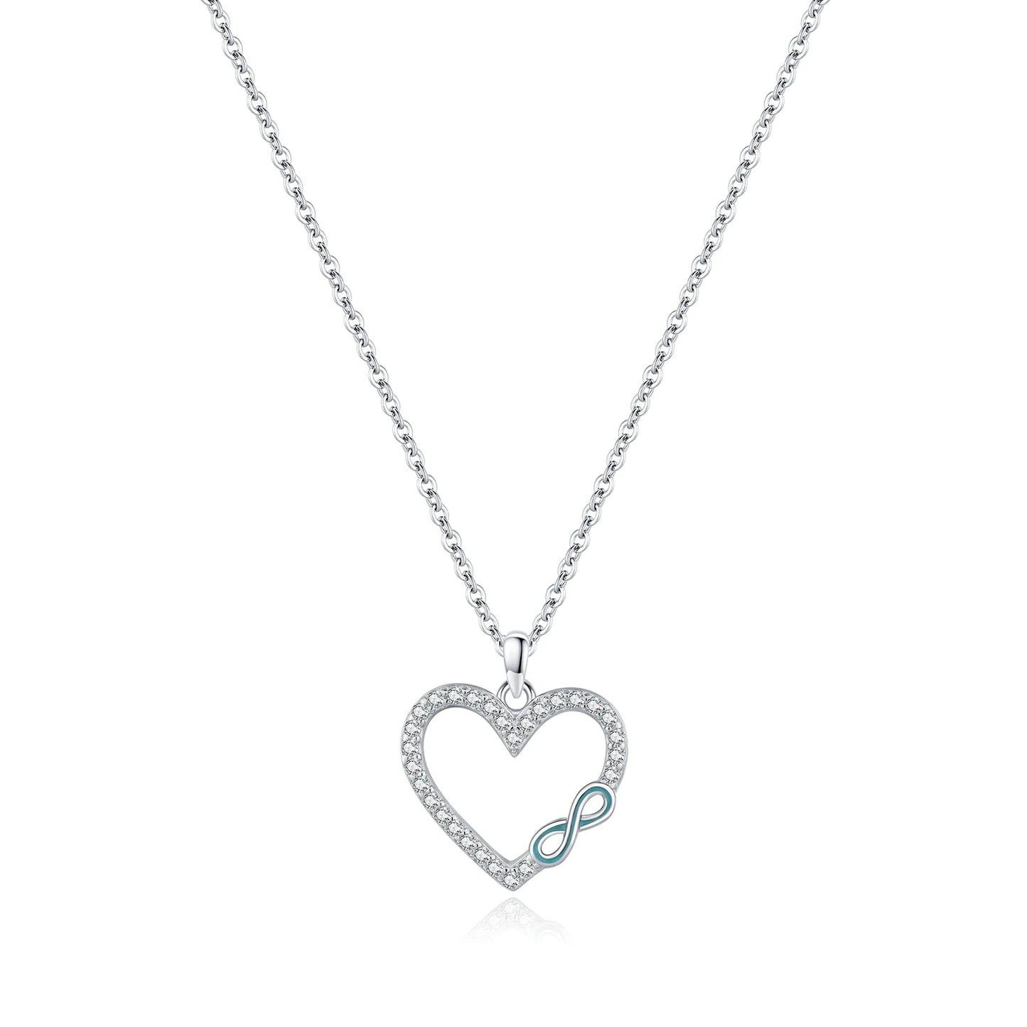 MODIAN 925 Sterling Silver Romantic Heart Enamel Infinity Love CZ Link Chain Pendant Necklace For Women Wedding Fine Jewelry