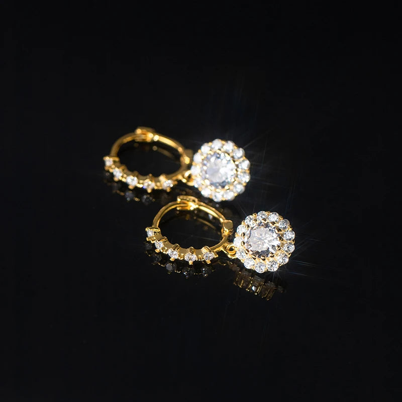 Pendientes colgantes de lujo Moidan con circonitas redondas brillantes, de plata de ley 925, con dijes colgantes para mujer, joyería de boda.