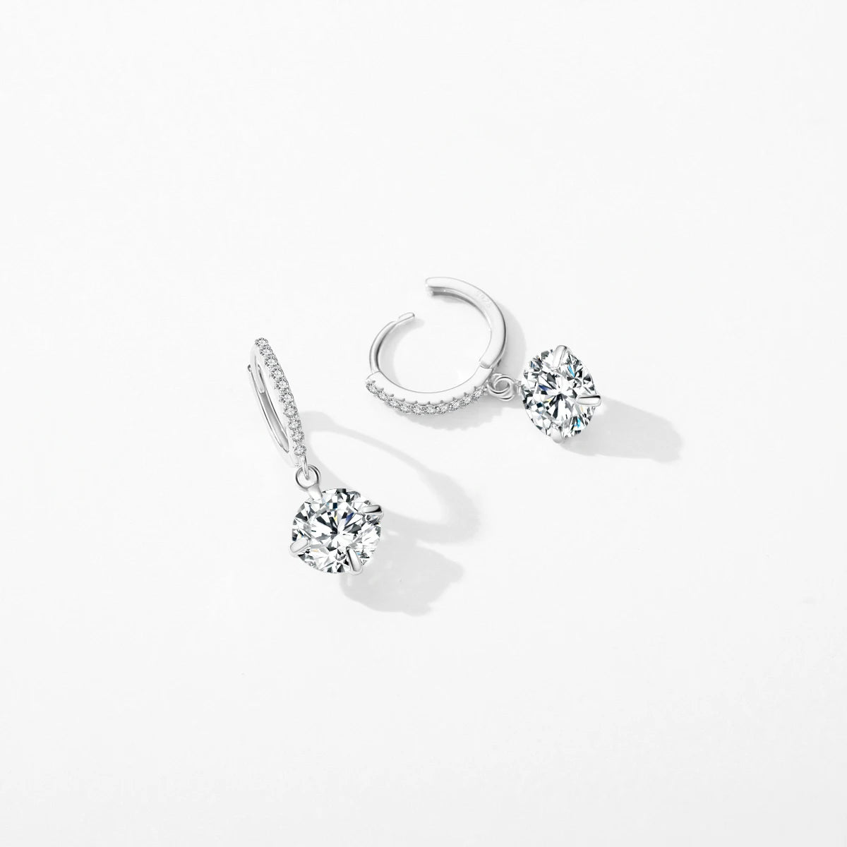 Pendientes de aro MODIAN clásicos, brillantes, redondos, de 4 quilates, de plata de ley 925, sencillos y colgantes para mujer, joyería fina para boda, regalo