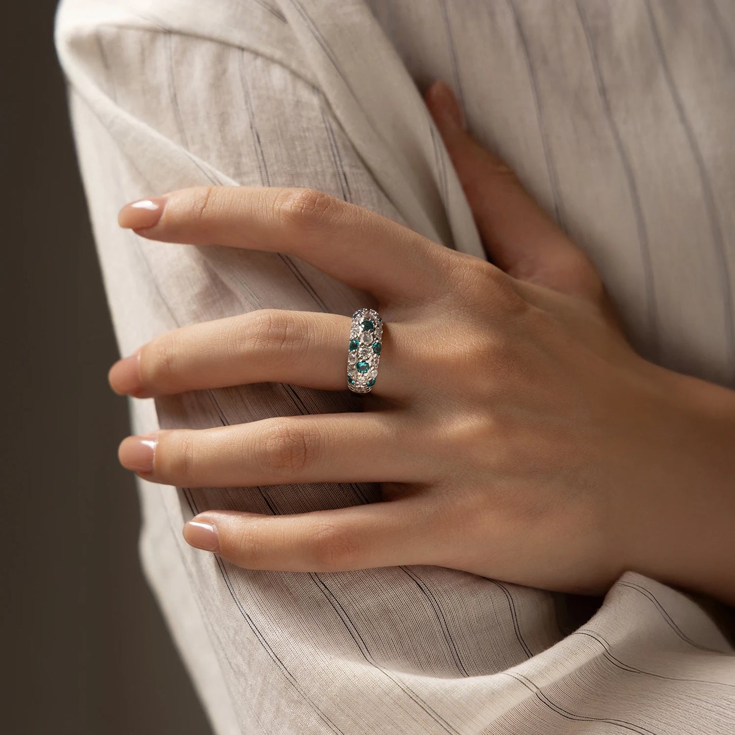 MODIAN Sparkle Green & Clear CZ Ring 925 Sterling Silver Elegant Fashion Signet Band Rings For Women Dasiy Fine Jewelry