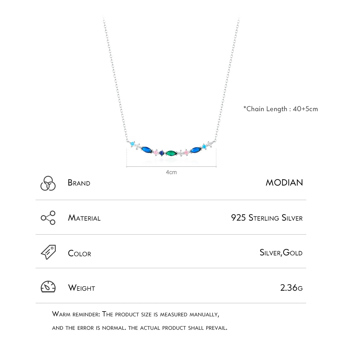 Collar con colgante largo y elegante de plata de ley 925 de MODIAN, cadena vintage para mujer, regalo de cumpleaños, joyería fina