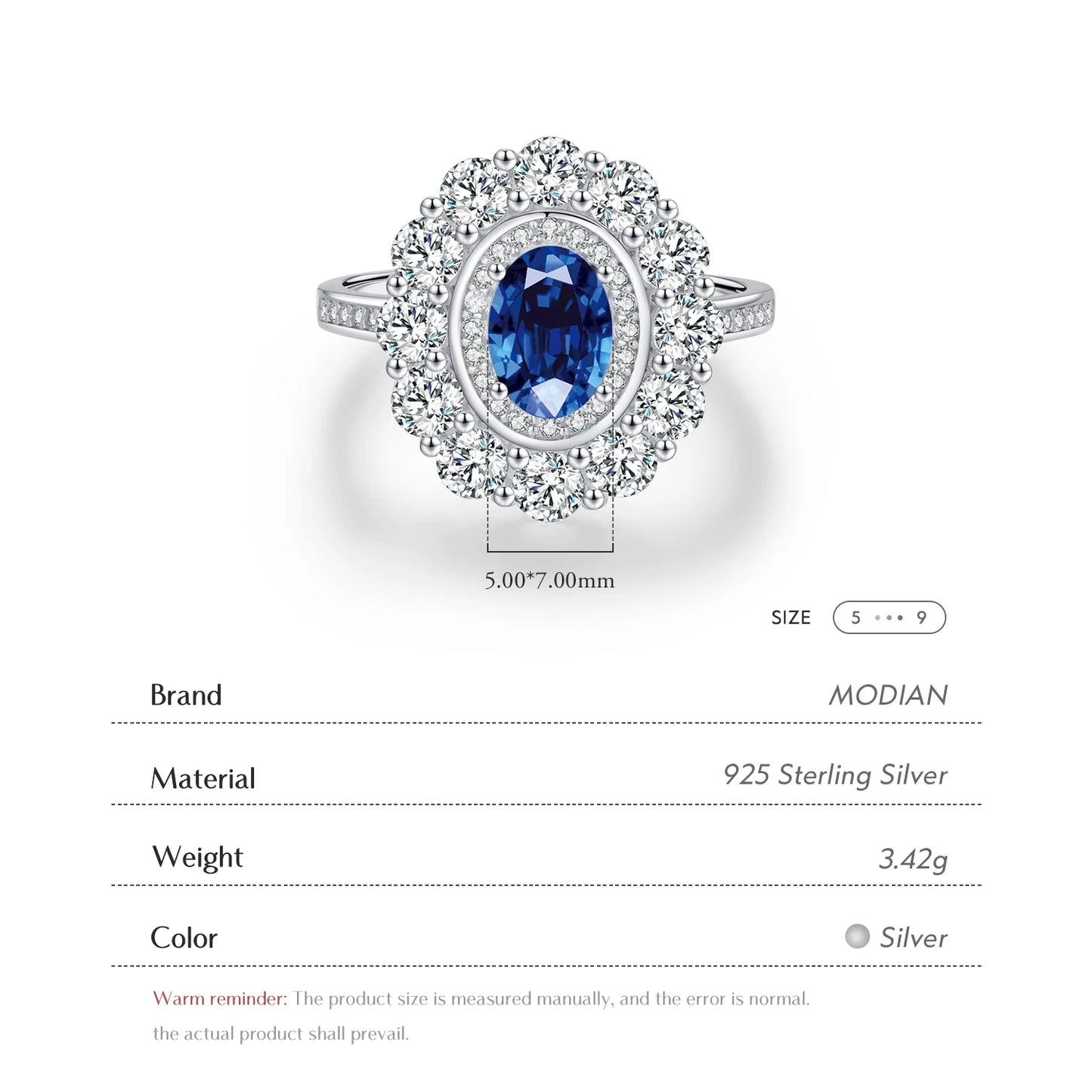Anillo de lujo MODIAN de plata de ley 925 con circonitas ovaladas brillantes, joyería clásica para cócteles, regalo para mujer