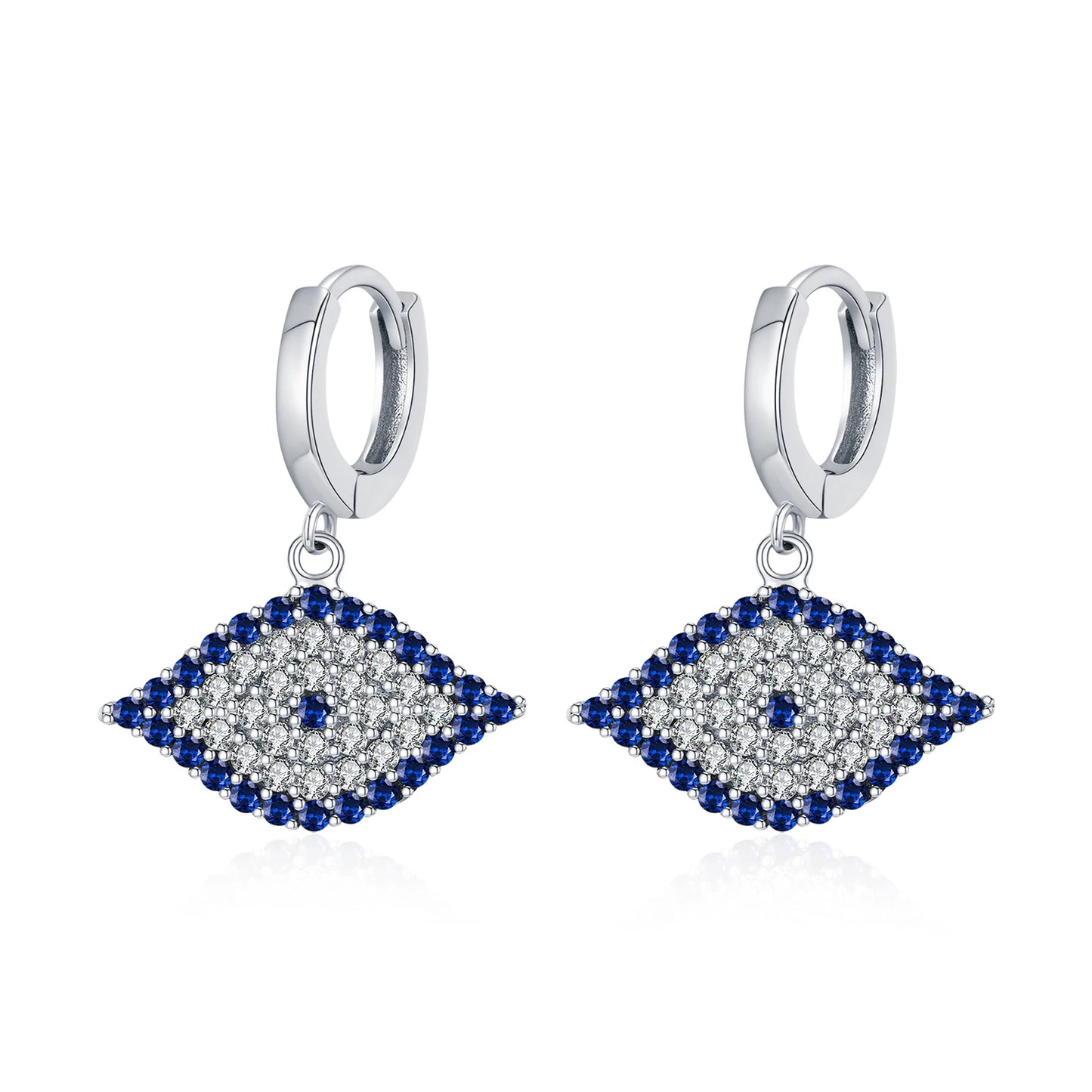 Pendientes de aro MODIAN de plata de ley 925 con circonitas azules de lujo, joyería fina y brillante para mujer, con hebilla para la oreja.
