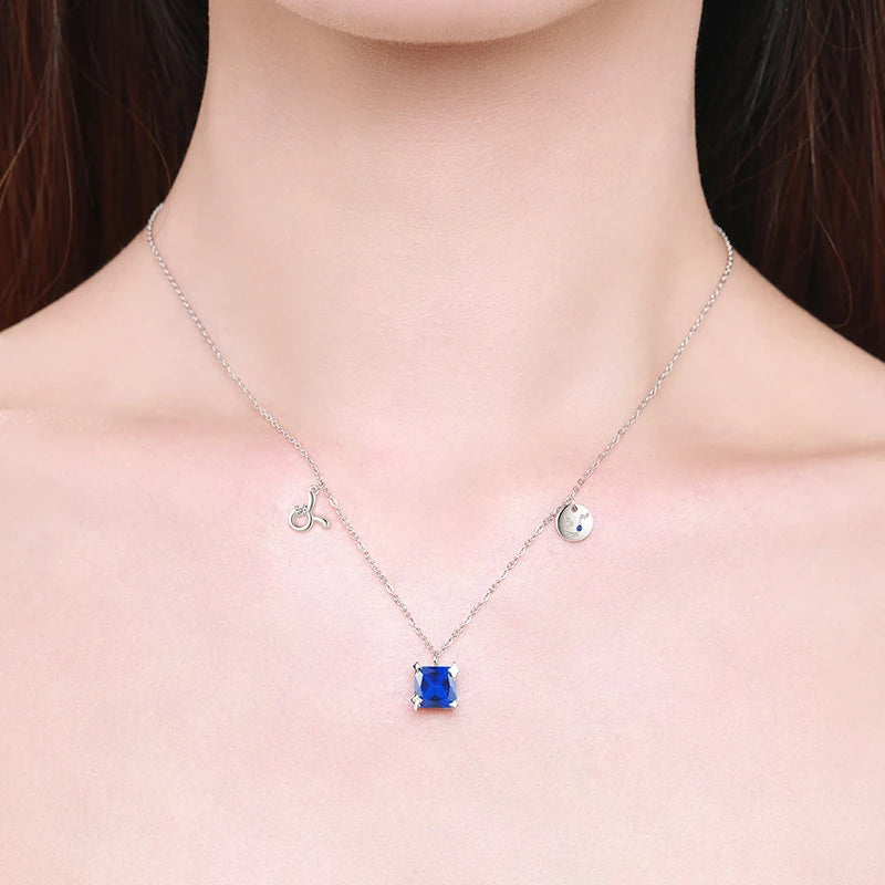 Collar con colgante Modian de plata de ley 925 con circonita arcoíris y piedra de nacimiento de Escorpio, símbolo del signo del zodiaco, para mujer, joyería fina.