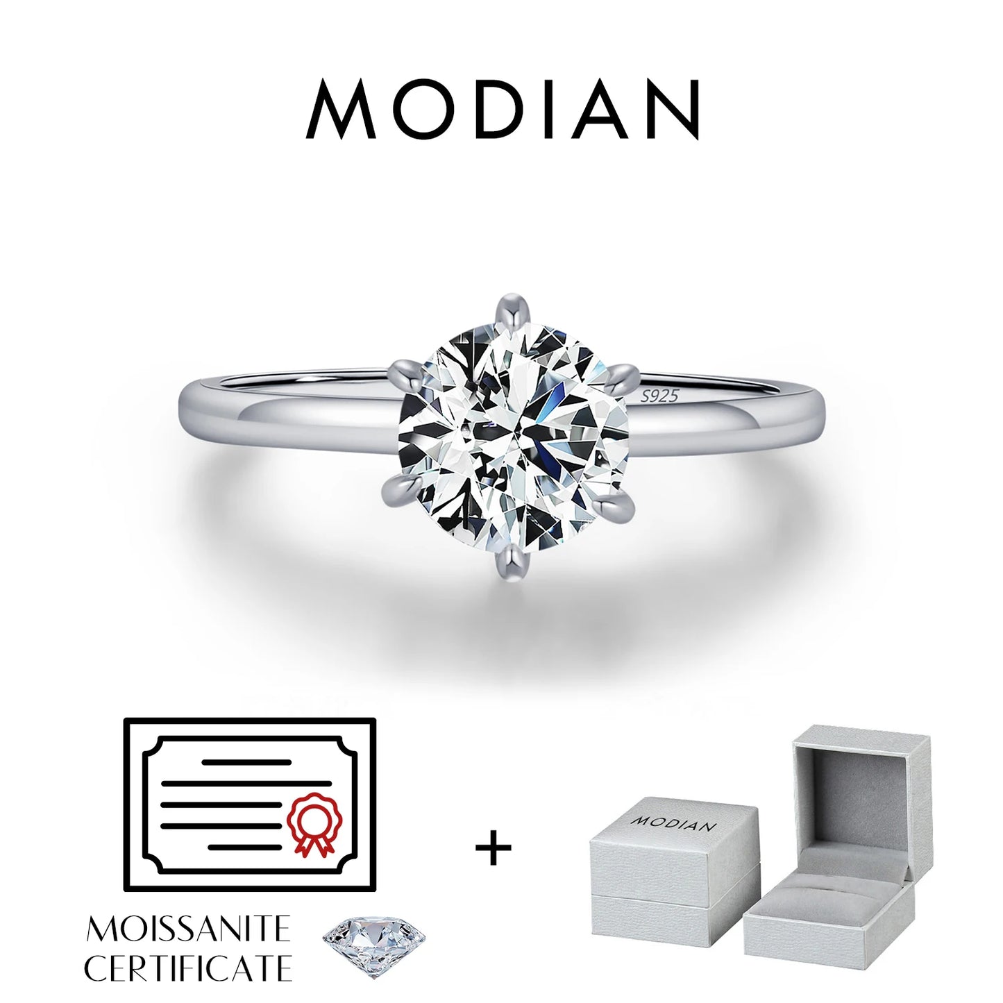 Anillo de moissanita redondo y cuadrado de MODIAN con forma de pera en plata de ley 925, anillos de diamantes creados en laboratorio para mujer, joyería fina.