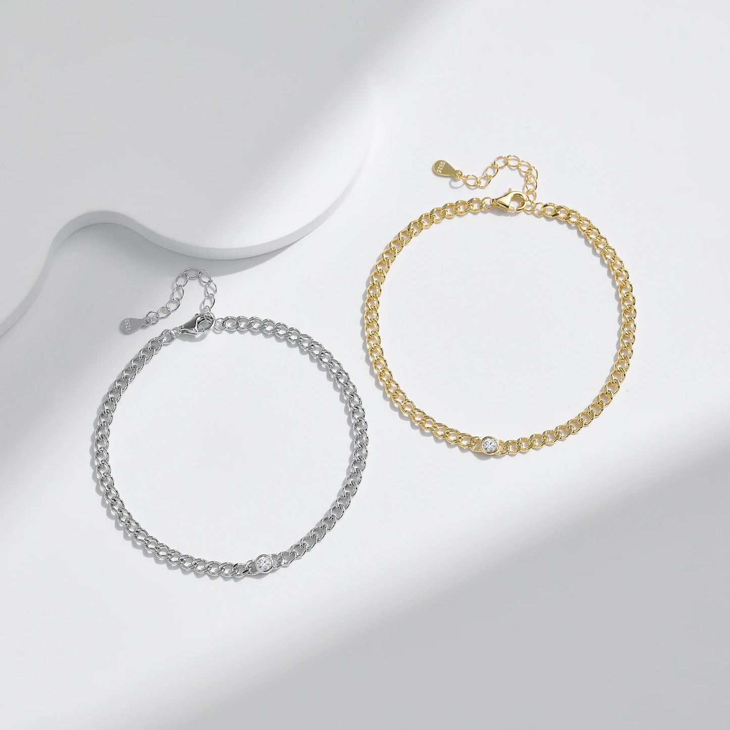 Pulseras de moissanita redondas MODIAN D Color VVS1 Cearl, pulsera de cadena de eslabones gourmet de plata de ley 925, joyería para mujer
