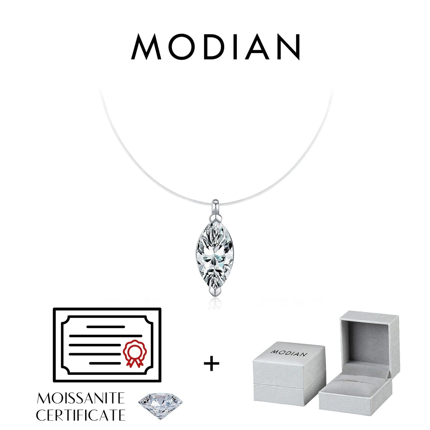 MODIAN 3 Styles Moissanite Necklace 925 Sterling Silver Simple Geometric Fishing Line Choker Necklaces For Women Fine Jewelry