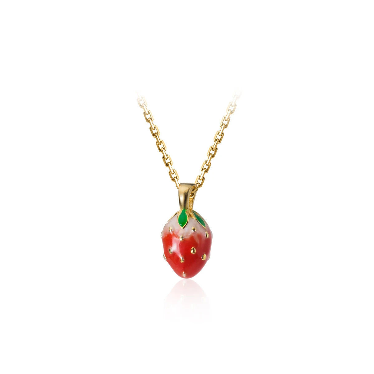 Collar con colgante de fresa Modian para mujer, de plata de ley 925 auténtica, color dorado, joyería fina