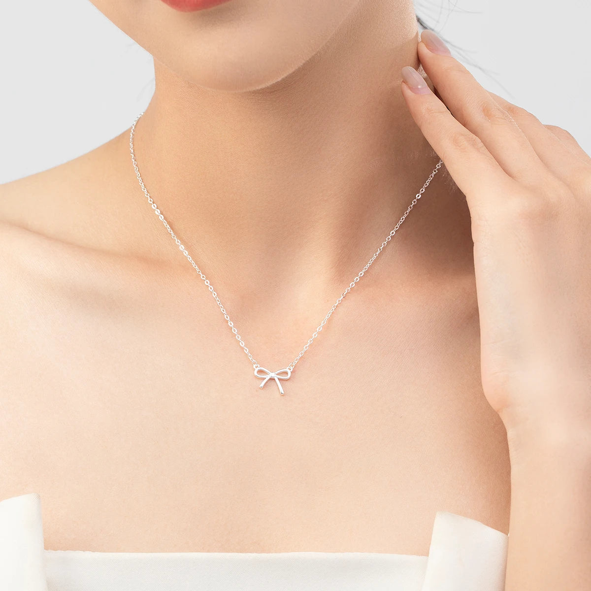 Collar con colgante de lazo simple y exquisito de plata esterlina 925 de MODIAN, cadena de cuello apilable de moda para mujer, joyería fina, regalo