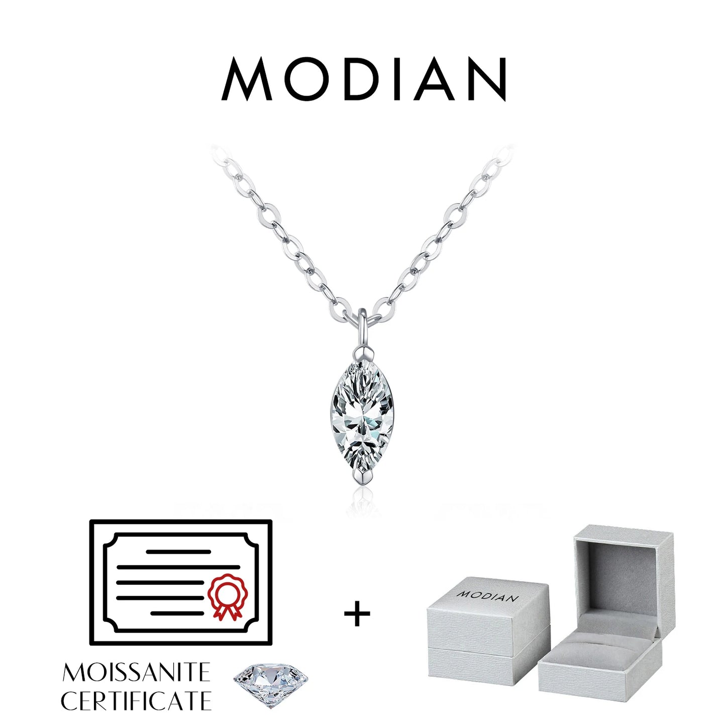 MODIAN D Color Rhombic Moissanite Necklaces 925 Sterling Silver Simple Link Chain Pendant Necklace For Women Fine Jewelry Gifts