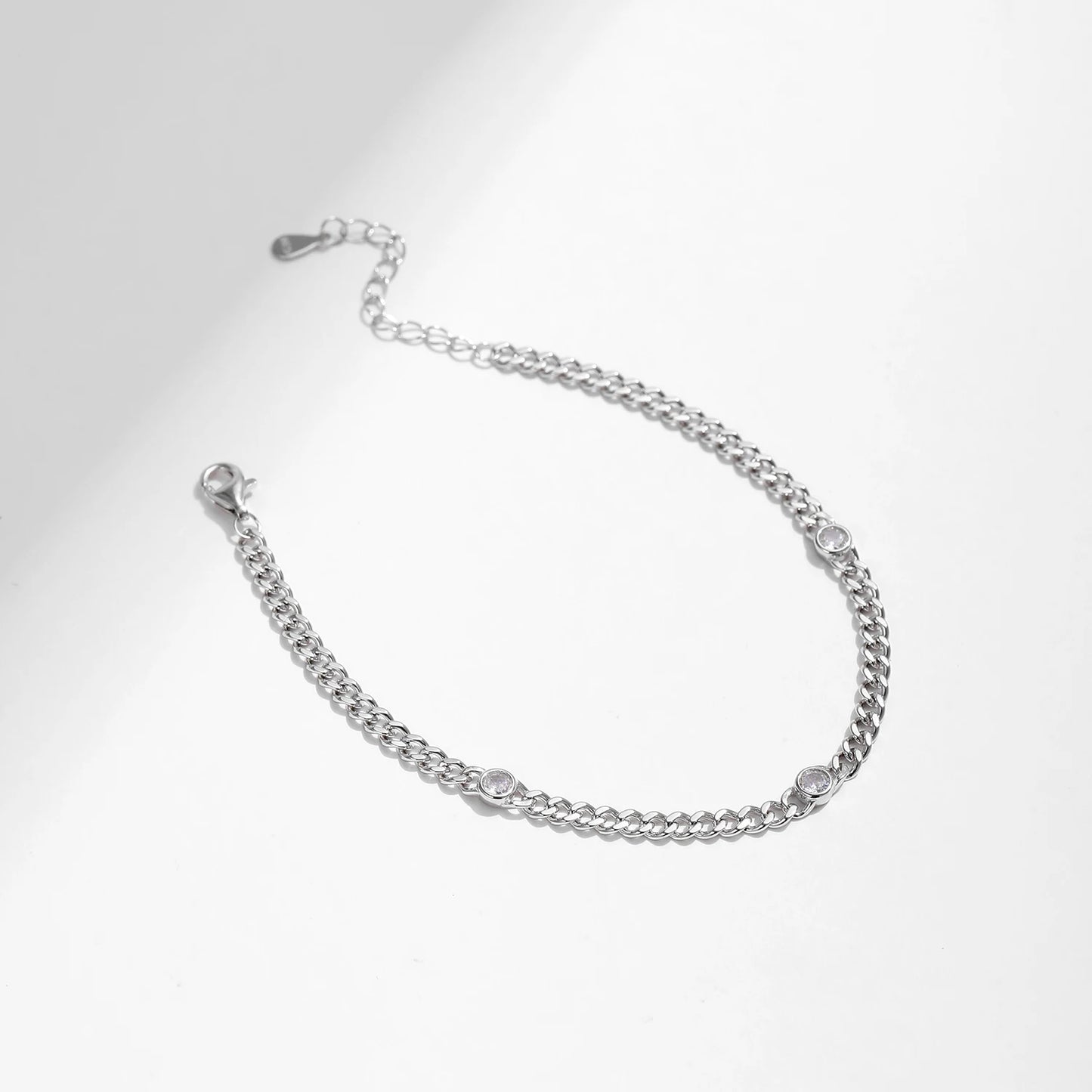Pulsera trenzada de moissanita redonda de color D chapada en oro blanco MODIAN, plata de ley 925 VVS1, delicada joyería ajustable, regalos