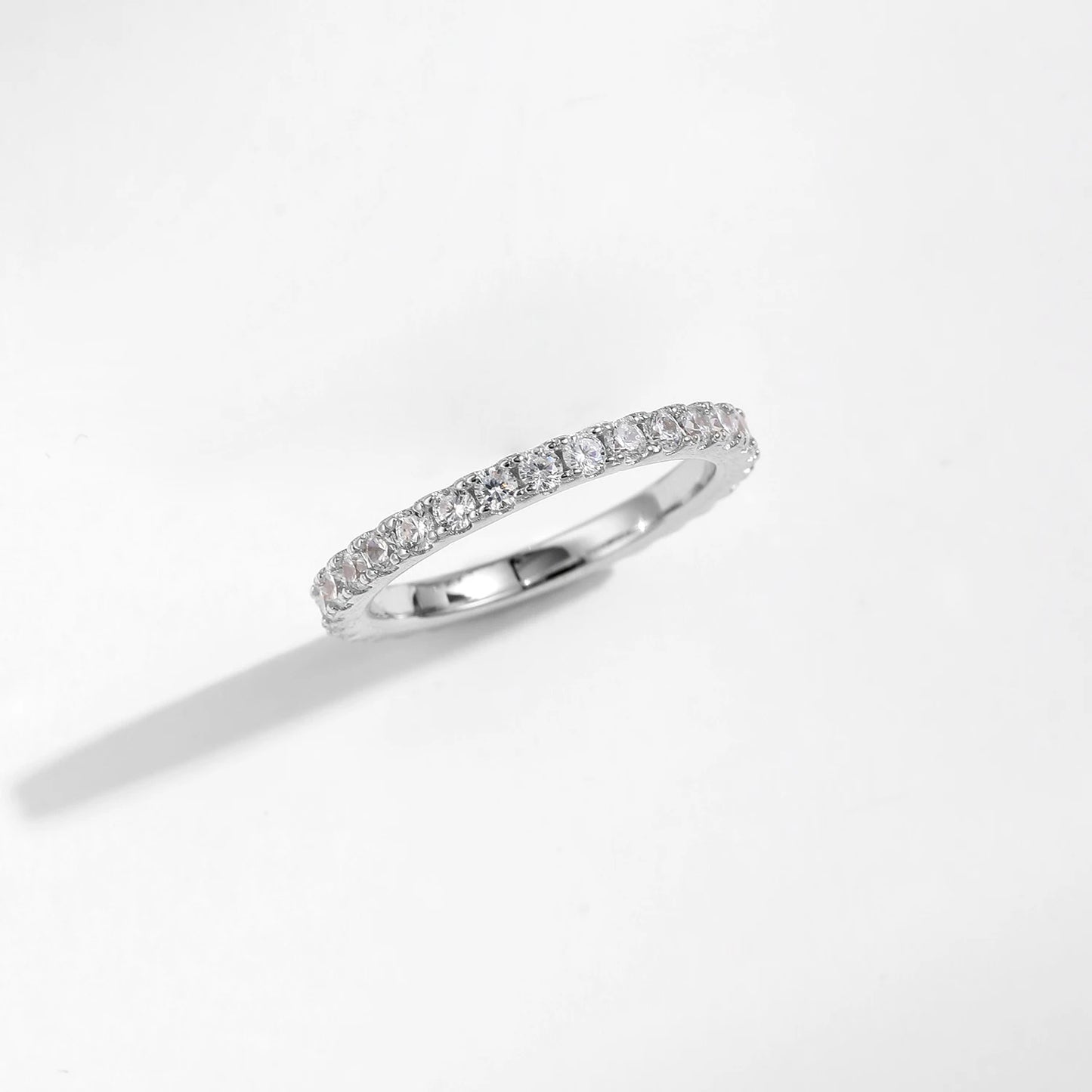 Anillo apilable de moissanita de lujo MODIAN para mujer, color D, plata de ley 925 auténtica, joyería de boda con exquisita caja de regalo.