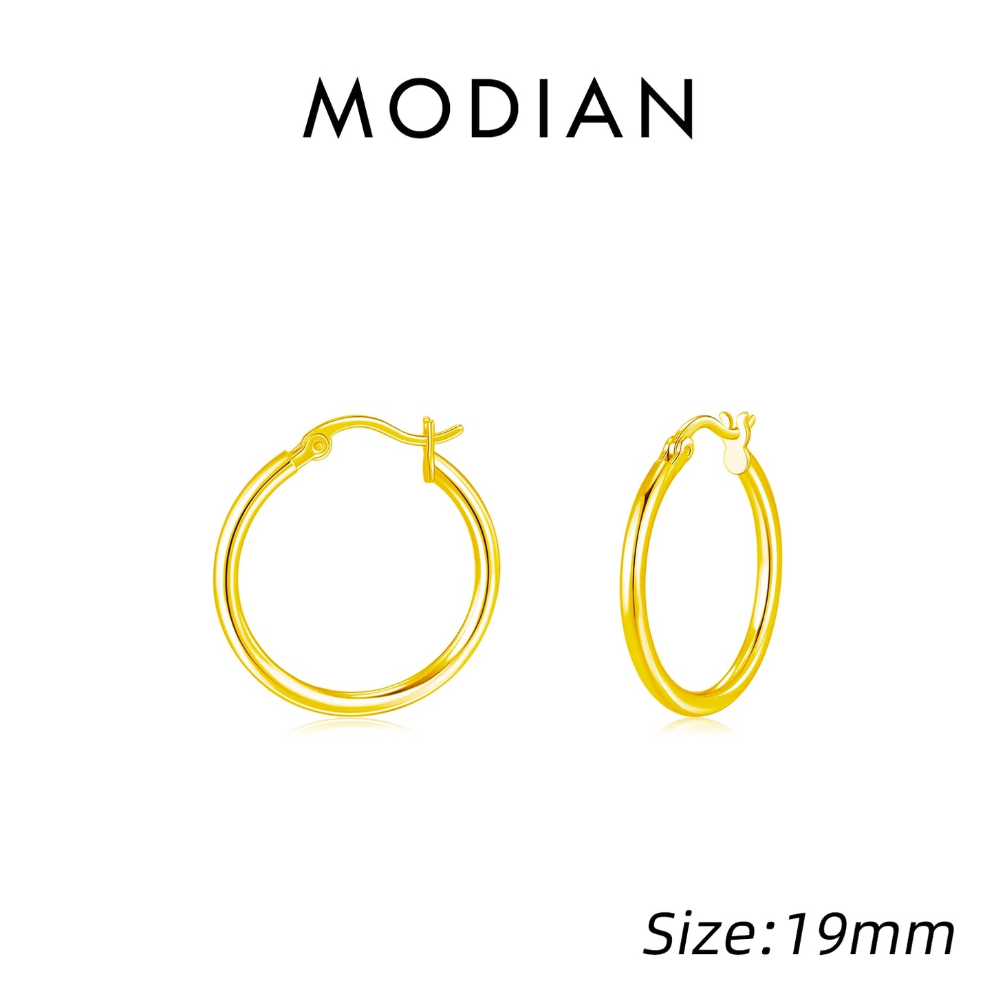Pendientes de aro franceses clásicos y atrevidos de MODIAN en plata de ley 925, chapados en oro blanco de 18 quilates, joyería fina para mujer.