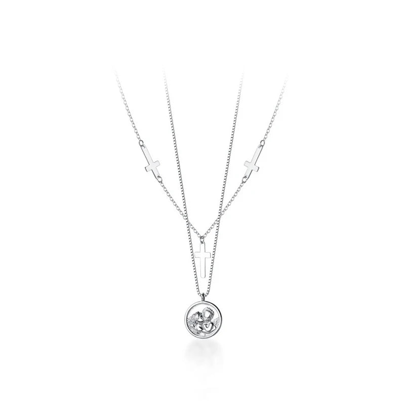 Modian Classic 925 Sterling Silver Stackable Cross Lettering Lovers Avatar Coin Confessions Pendant for Women Fine Jewelry Gift